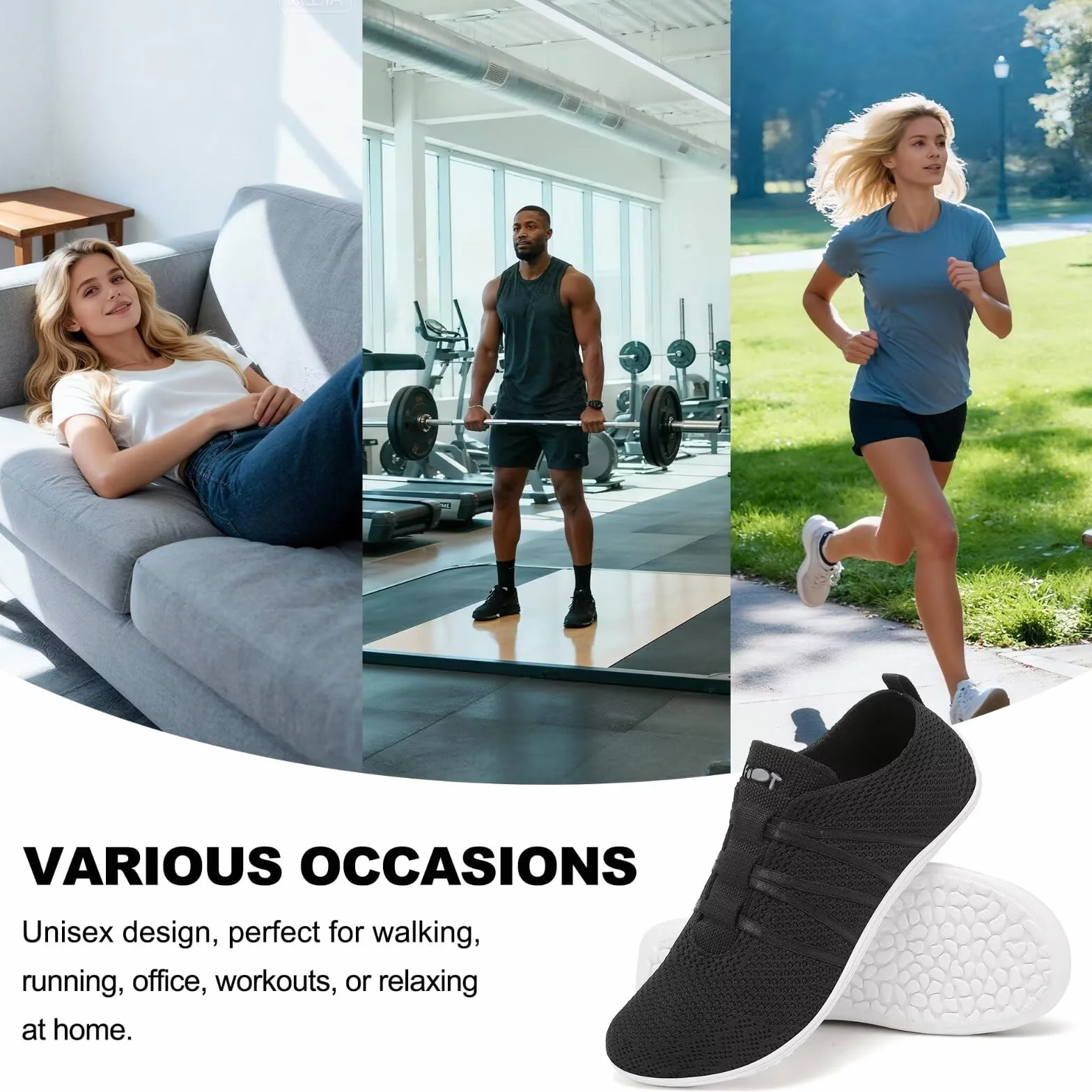 Merdoo Zapatillas de Deporte Unisex Ligeras Sin Cordones Antideslizantes Talla 37-45