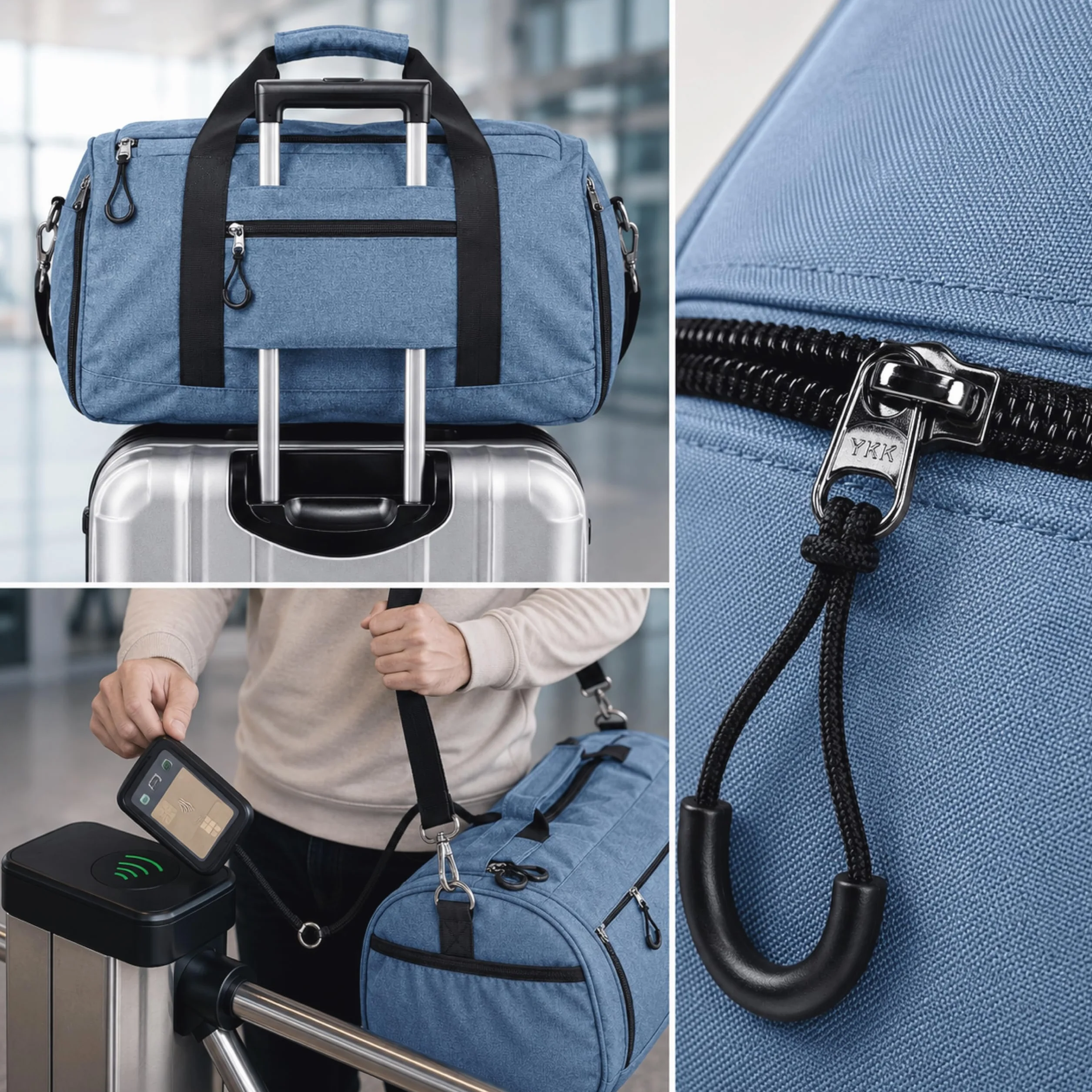 Mochila Gimnasio Hombre Mujer 50 l Compartimento Zapatos Humeda Viaje Gym Azul