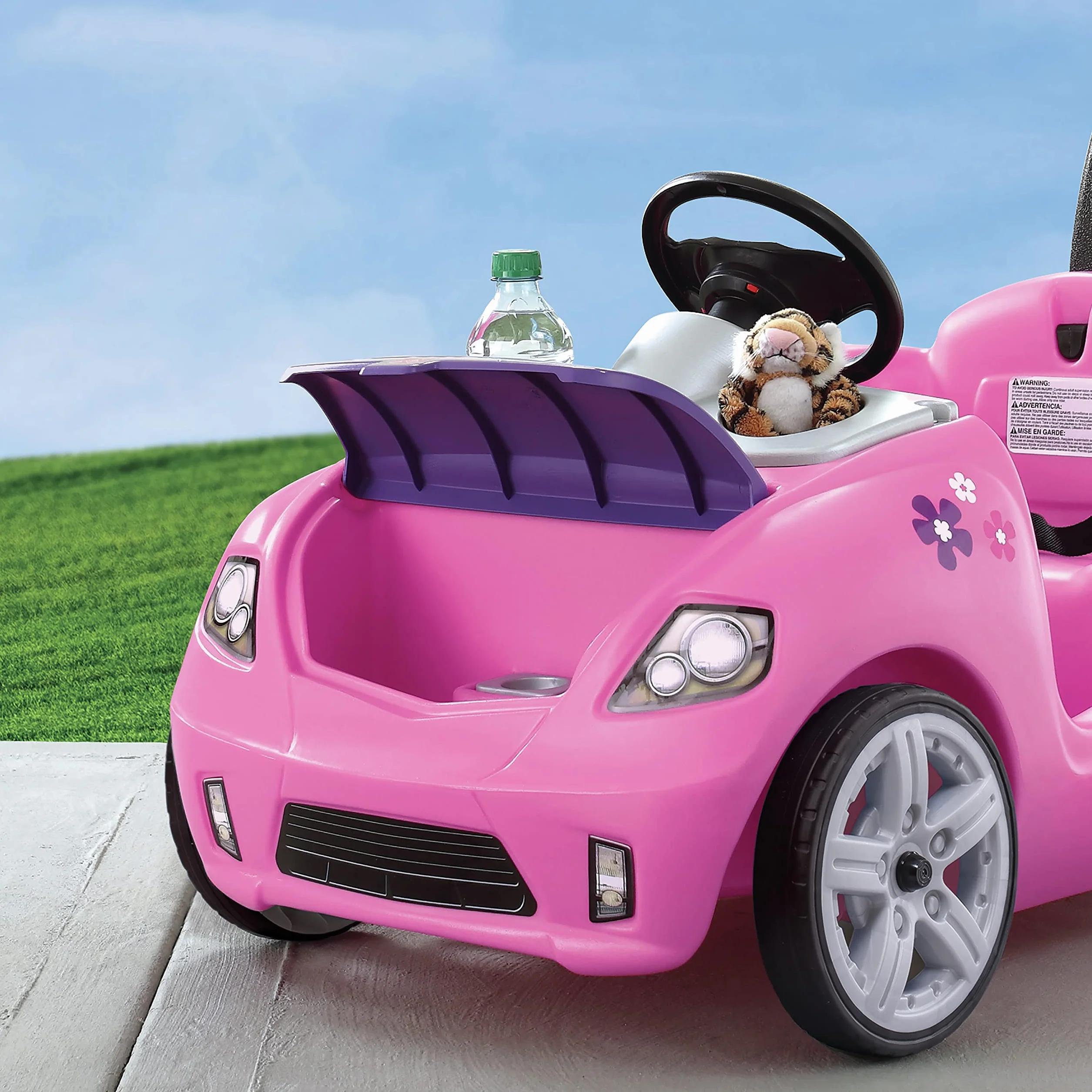 Step2 Whisper Ride Coche para ninos en Rosa | Carro Infantil con Barra de Empuje | Vehiculo para ninos/Juguete a Partir de 1.5 Anos