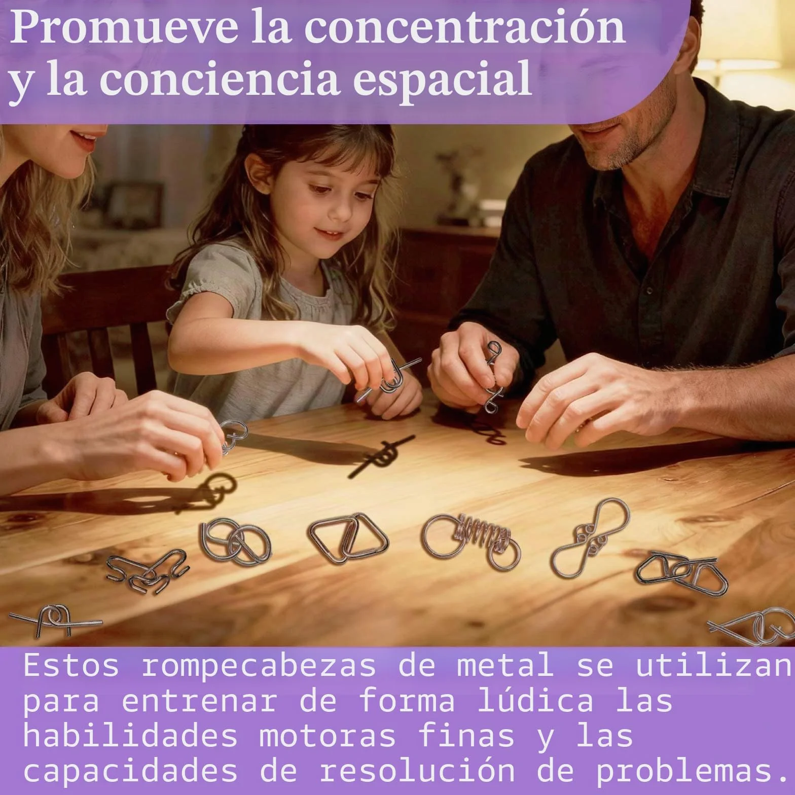 Juego de 16 piezas de rompecabezas IQ para juegos de ajos para adultos y niños a partir de 6 años, juegos de habilidad con tarjetas de solución, juguetes educativos, juegos de viaje, idea de