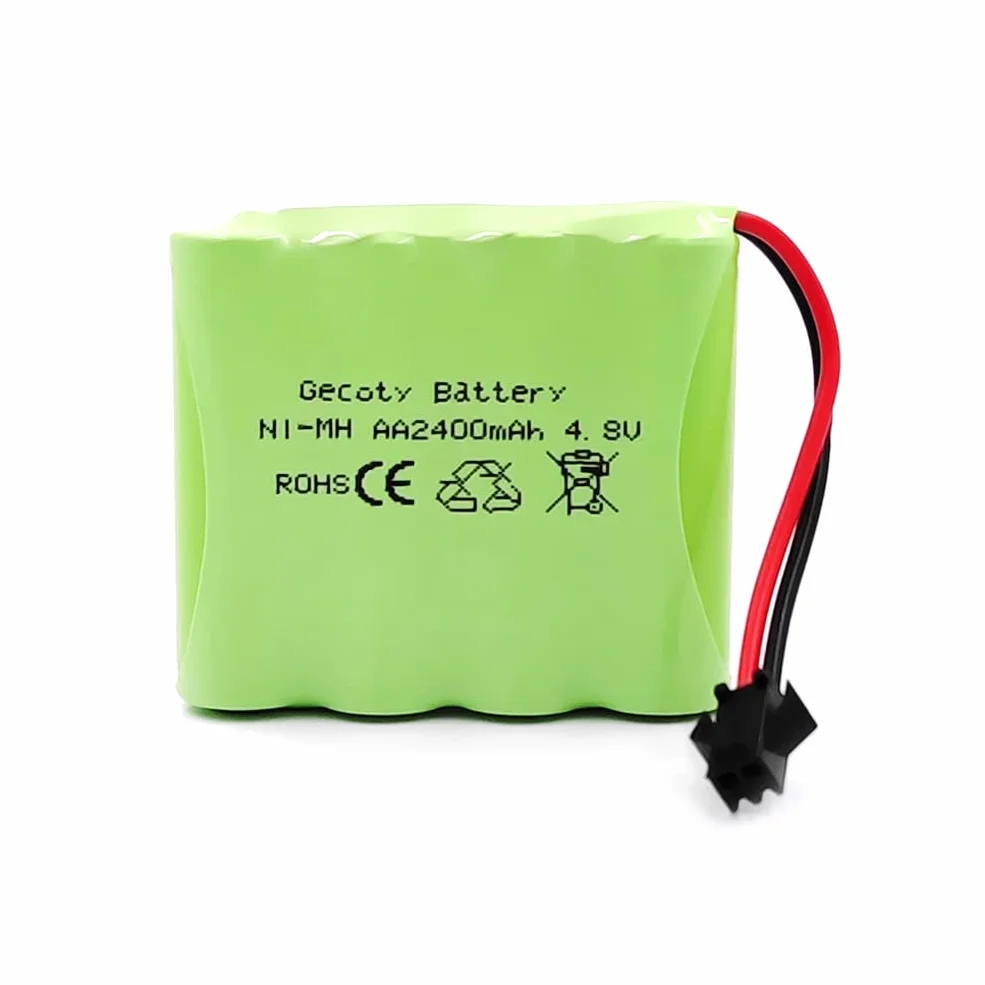 Batería Recargable NiMH AA, Batería 4.8V 2400mAh RC con Cable de Carga USB para Juguetes de Control Remoto,vehículos Todoterreno y vehículos de Escalada
