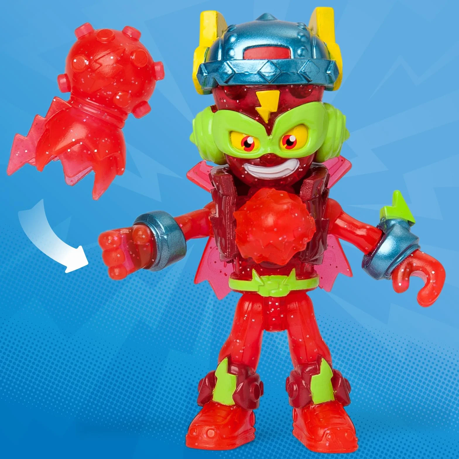 SUPERTHINGS RIVALS OF KABOOM Figura Kazoom Kid Fury con Kazoom Kid, SuperThings Exclusivo y Accesorio