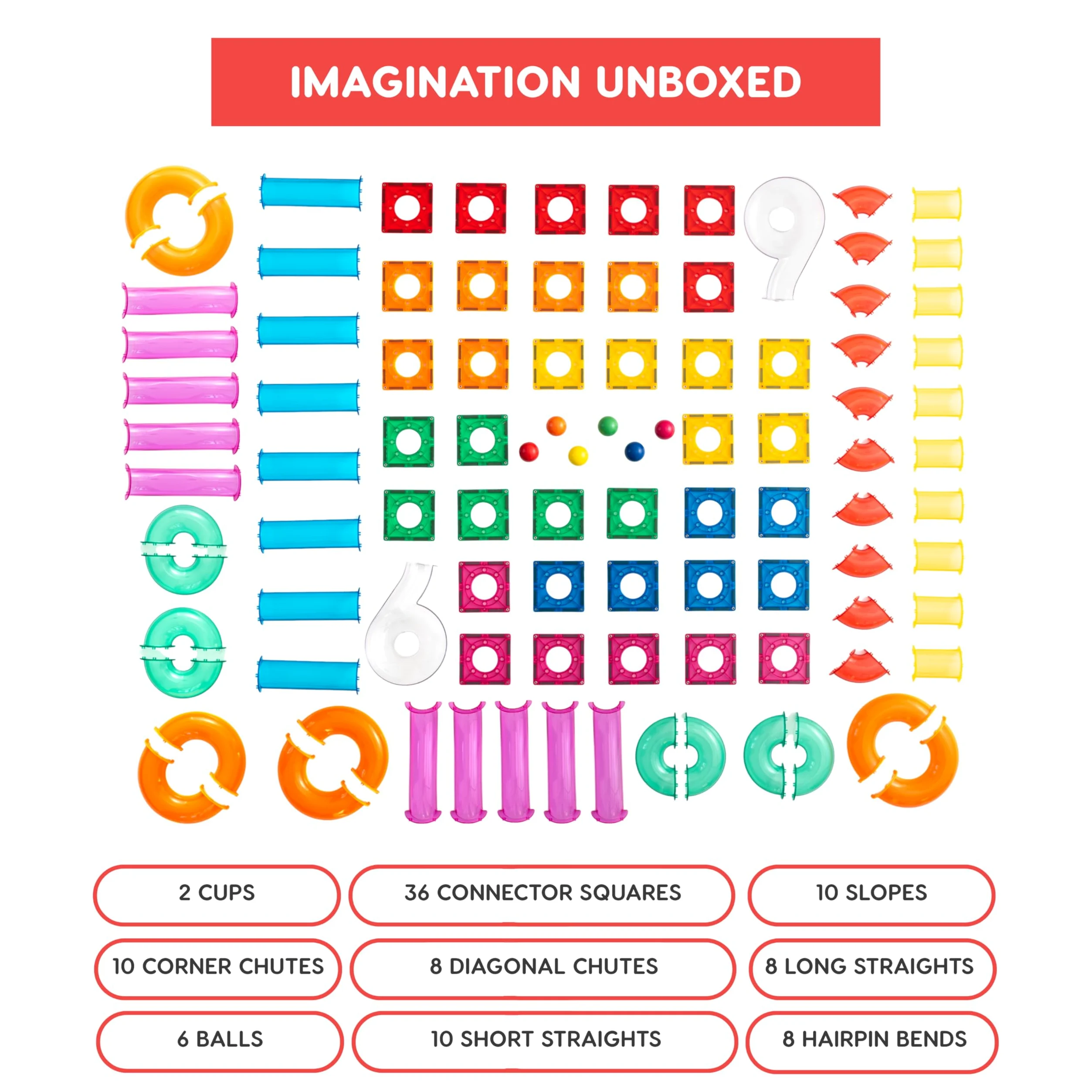 Bloques de construcción magnéticos, juego de 98 piezas de pista de bolas para niños y niñas, juguetes educativos creativos STEM bloques de construcción para niños a partir de 5 años