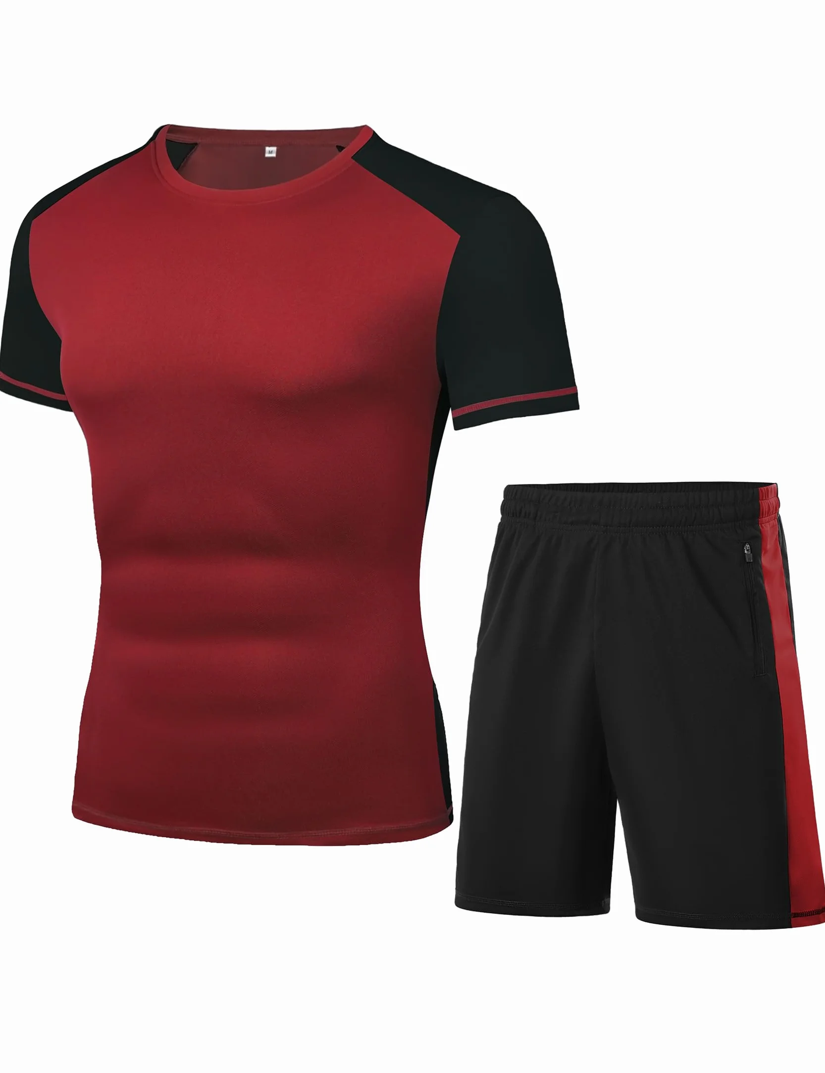 Conjunto Deporte Hombre Manga Corta Chandal Verano Traje Entrenamiento Elástico Secado Rápido Ropa Deportiva Correr