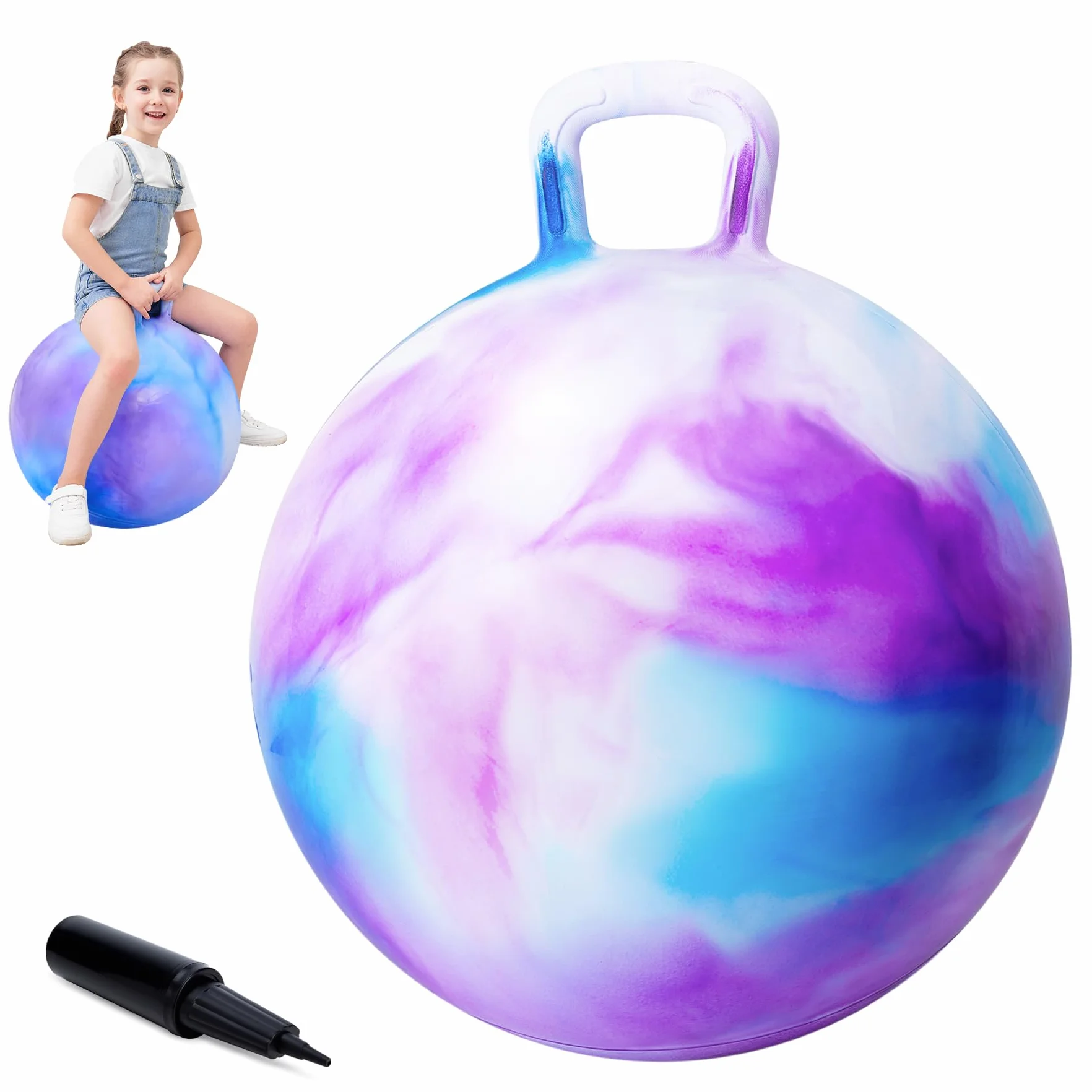 INPODAK Pelotas Saltarinas para Niños,Bola Hopper de 22 Pulgadas,Pelota Saltarina con Asa,Pelotas Saltarinas Inflables,Space Hopper para Niños de 7 a 12 Años,Juguetes Saltarines para Ninos