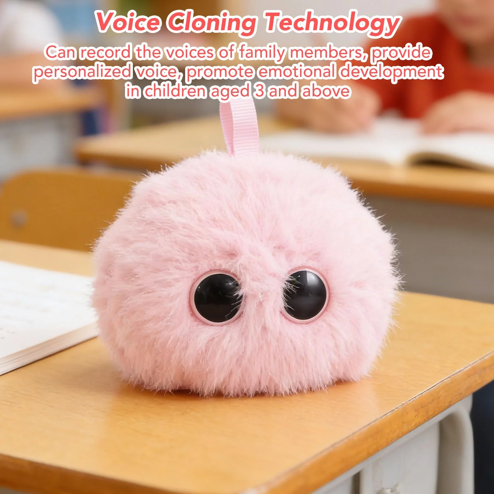 Luocute Peluche Inteligente con IA, Robot Interactivo con Interacción de Voz en Tiempo Real y Diálogo Multilingüe, Adaptación Emocional y Tecnología de Clonación de Voz, con Control móvil. (Rosado