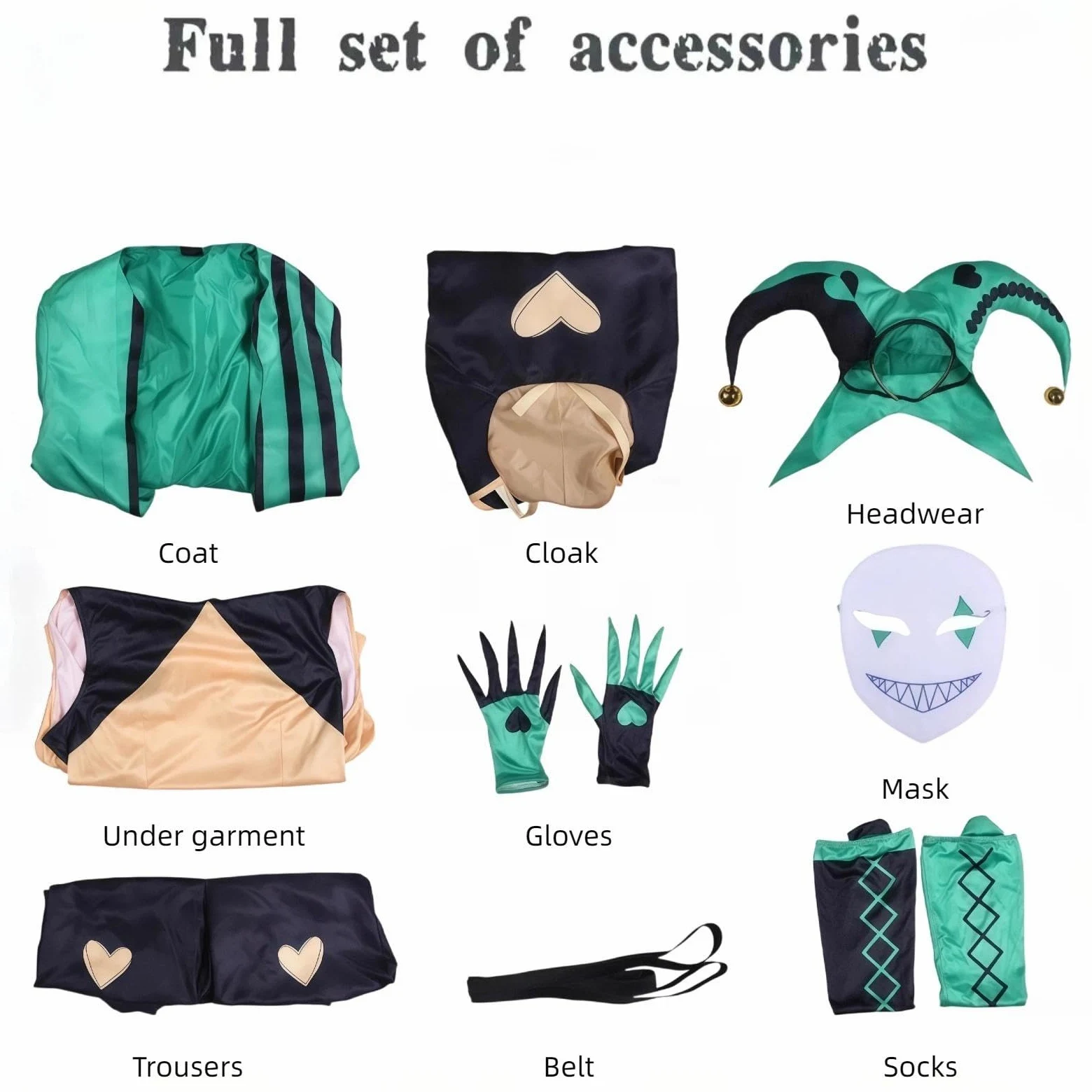 Harlequin Traje de Cosplay de Anime para Hombres, Niñas, Adultos, Conjunto Completo para Juego de Roles, Fiesta de Halloween, Conferencia de Cómic, Disfraz de Gala, Uniforme