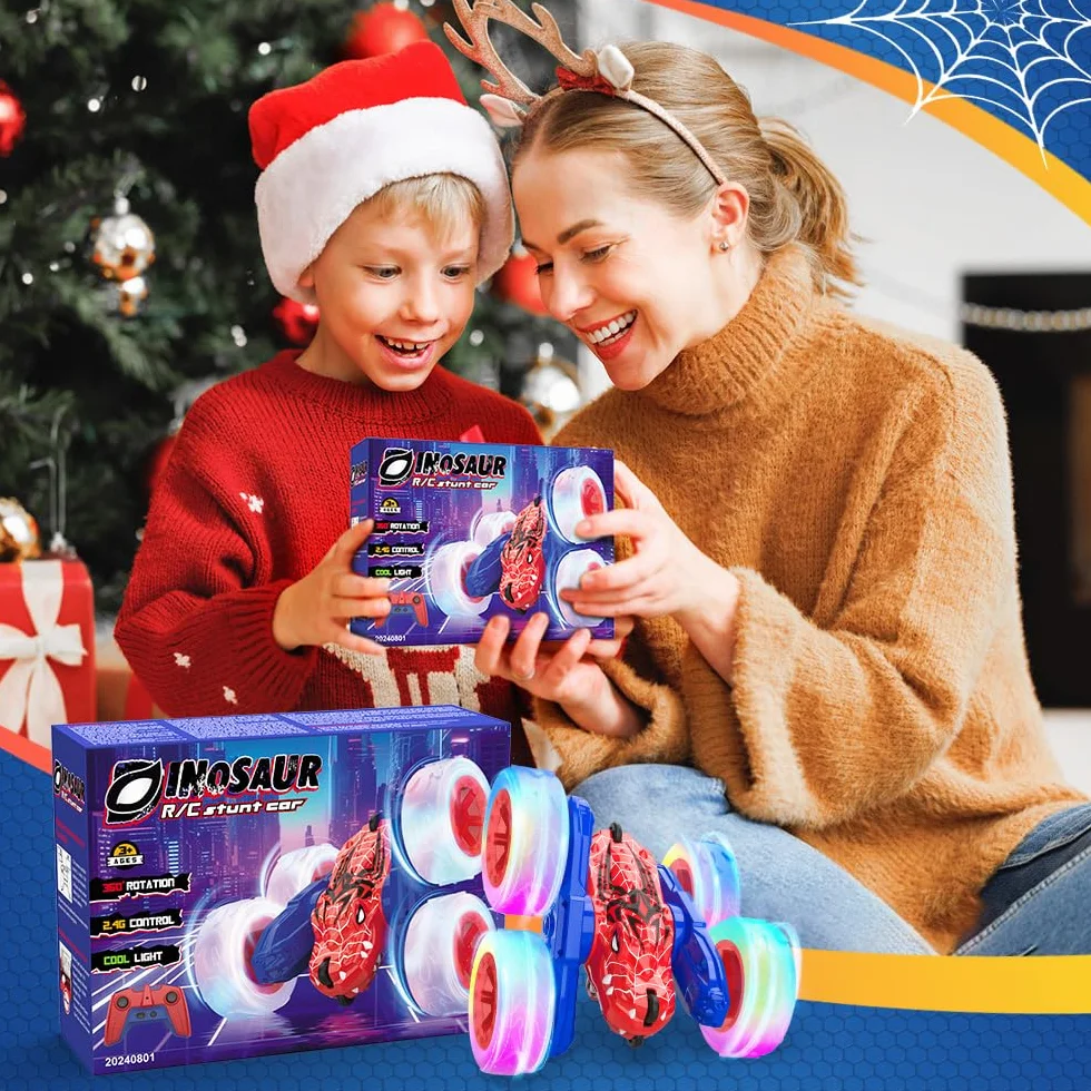 Mieryd Spider Coche Teledirigido, Acrobacia RC Carro Monster Truck 4x4 Crawler con Luz, Juguete Niño 3 4 5 6 7 8 9 Años Juego Infantile Exterior Regalo Cumpleaños Brinquedo Remote Control Car Toy