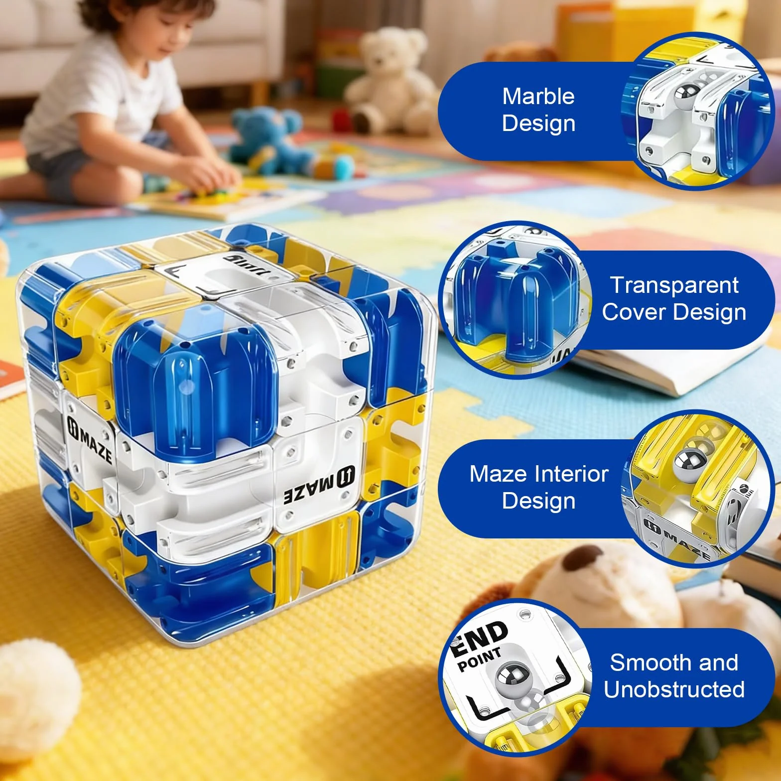 Cubo Laberinto 3D Grande con Bola - Juguete Educativo para Aliviar el Estrés, Entrena la Lógica y Concentración, Mejora la Percepción Espacial, Juego de Ingenio y Pensamiento