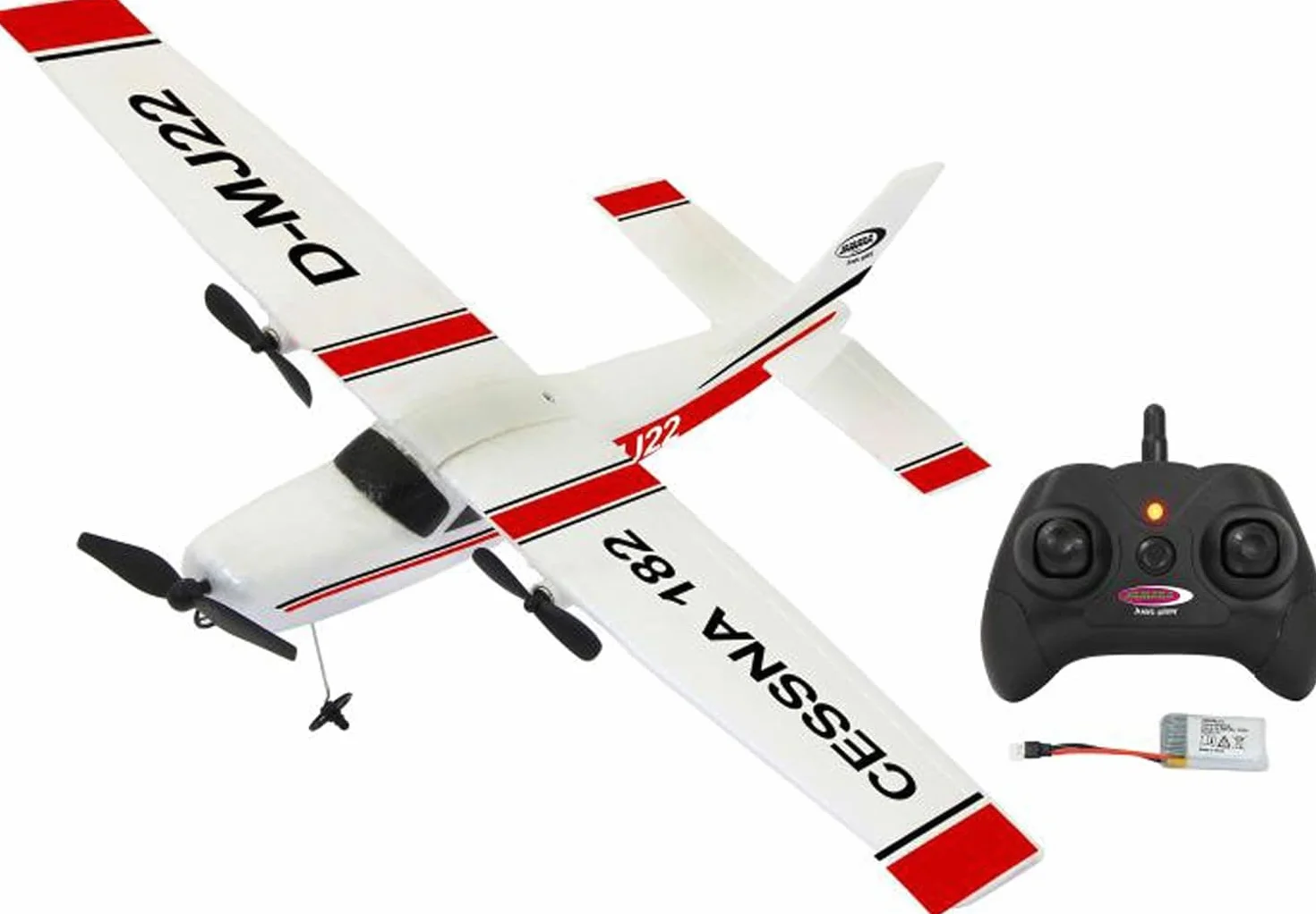 Jamara Cessna 182 Avión 2,4GHz Gyro 2CH - Modelo de Avión Teledirigido, Avión por Radiocontrol, con Giroscopio, Vuelo Estable, Vuelo automático, En Microespuma Flexible, para Principiantes