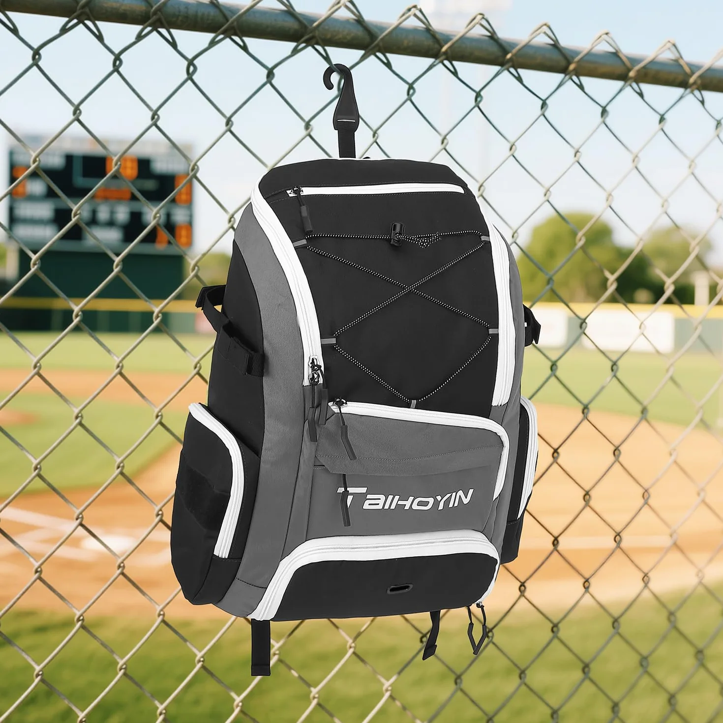 Bolsa de béisbol mochila de bate para equipo y sóftbol soporte para bates y guantes compartimento grande