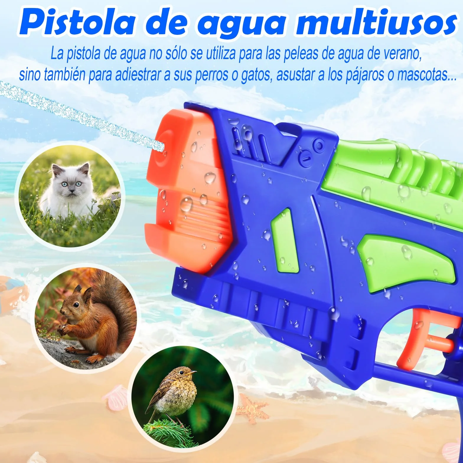 Pistolas de Agua para Niños, Pack de 2, Juguetes de Verano al Aire Libre con Gatillo