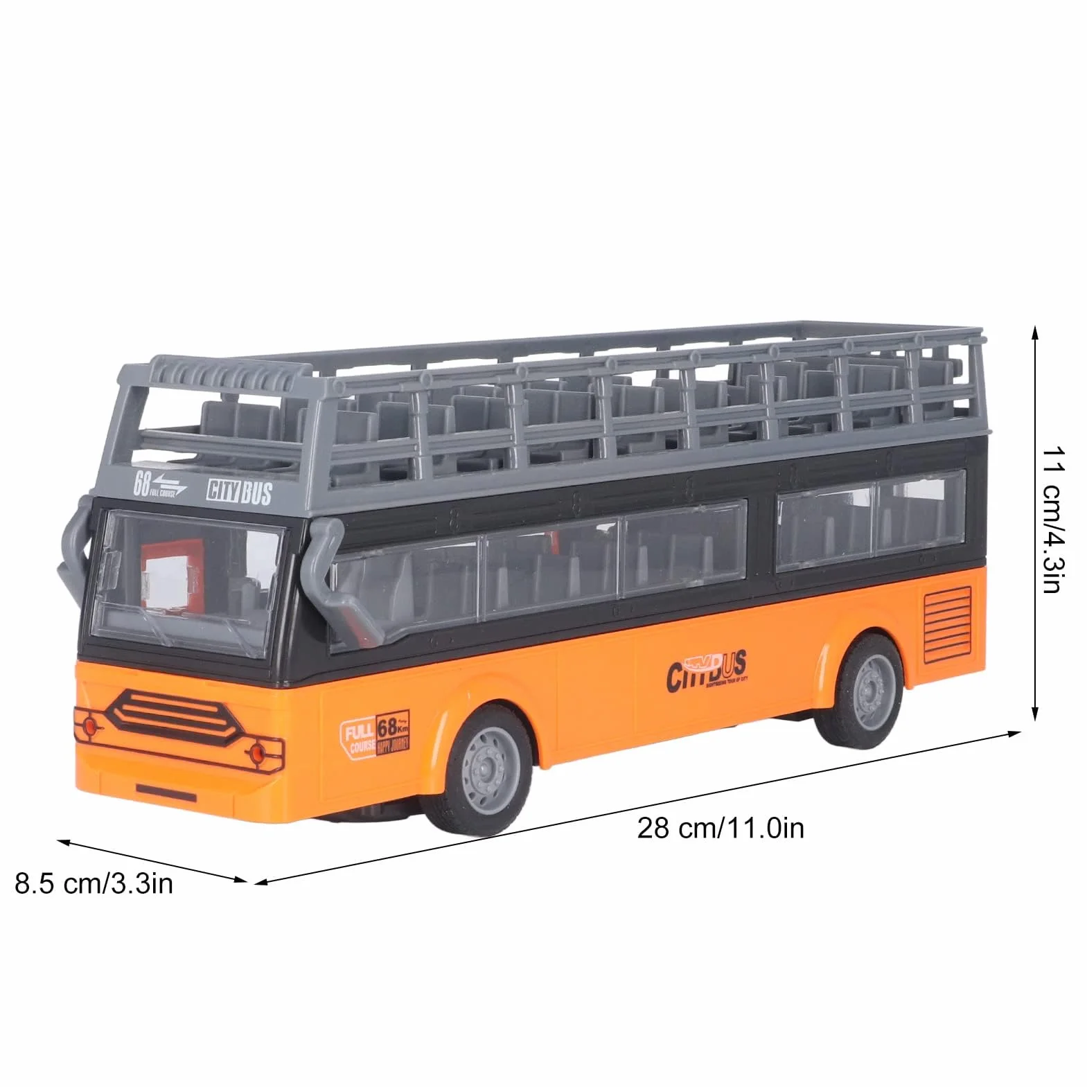 Alomejor Control remoto Autobús de dos pisos Detalles finos Autobús RC de 4 canales Puertas de apertura segura para juguetes(QH204 9 Sightseeing Bus)