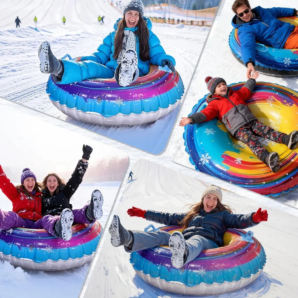 Tabla de Trineo de Nieve para Niños, Juego de Bob Plástico, Snowboard Unisex para Niño y Adulto