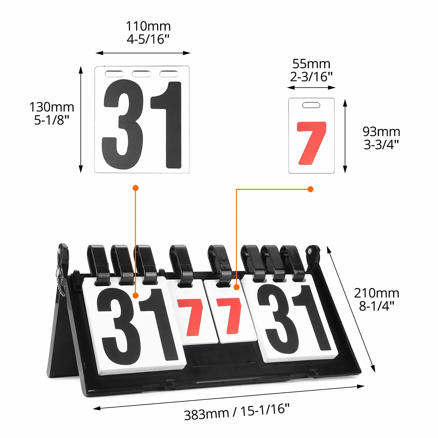 QWORK Marcador Flip 4 Dígitos Portátil 39x21 cm PVC ABS Impermeable Bádminton Voleibol Tenis Mesa Fútbol