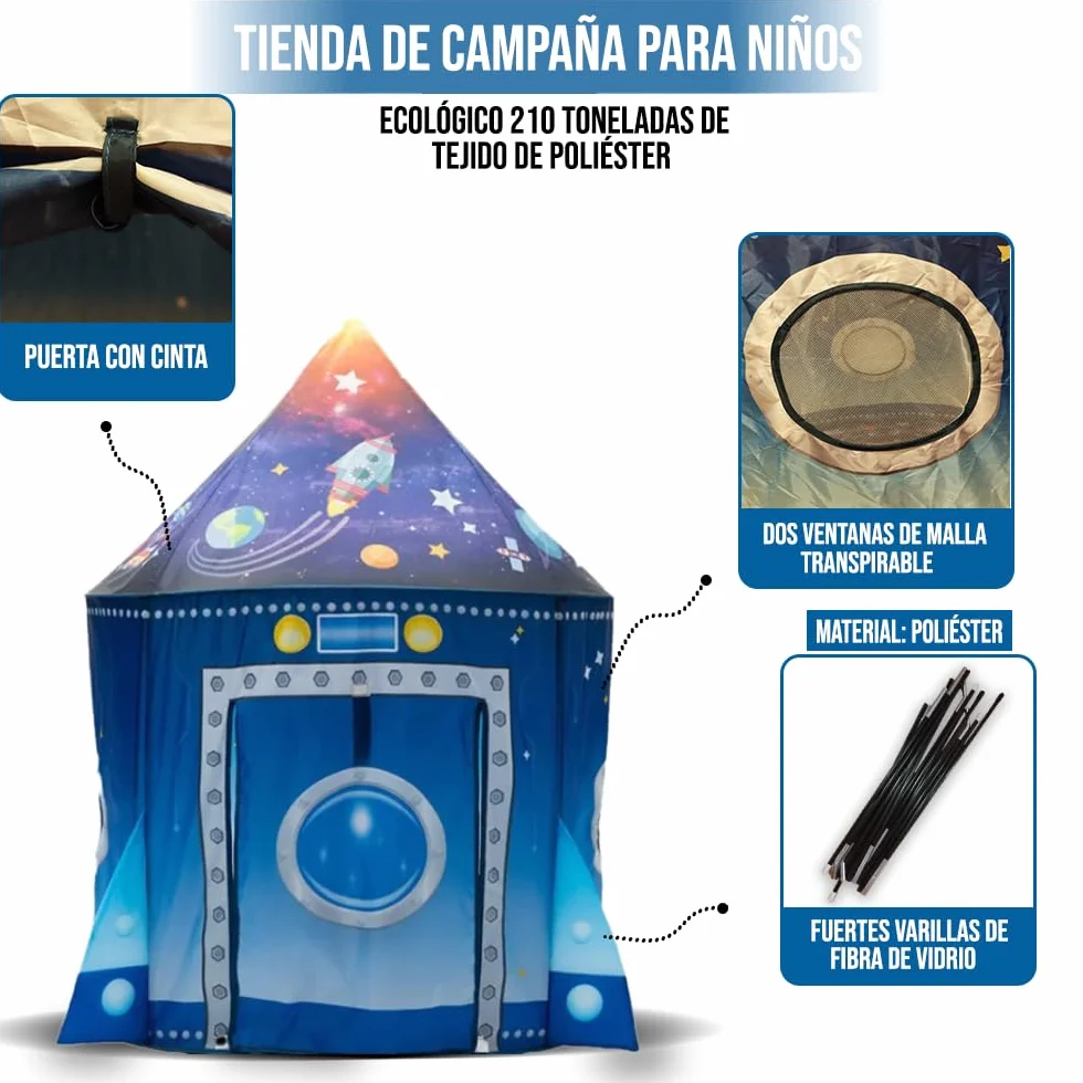 Tienda campaña Infantil - Casitas Infantiles - Tipi - Casita Infantil Exterior - Juguete para niños 3,4,5,6,7 años - Juego Infantil - Casitas Tela - Regalo de cumpleaños - (Azul)