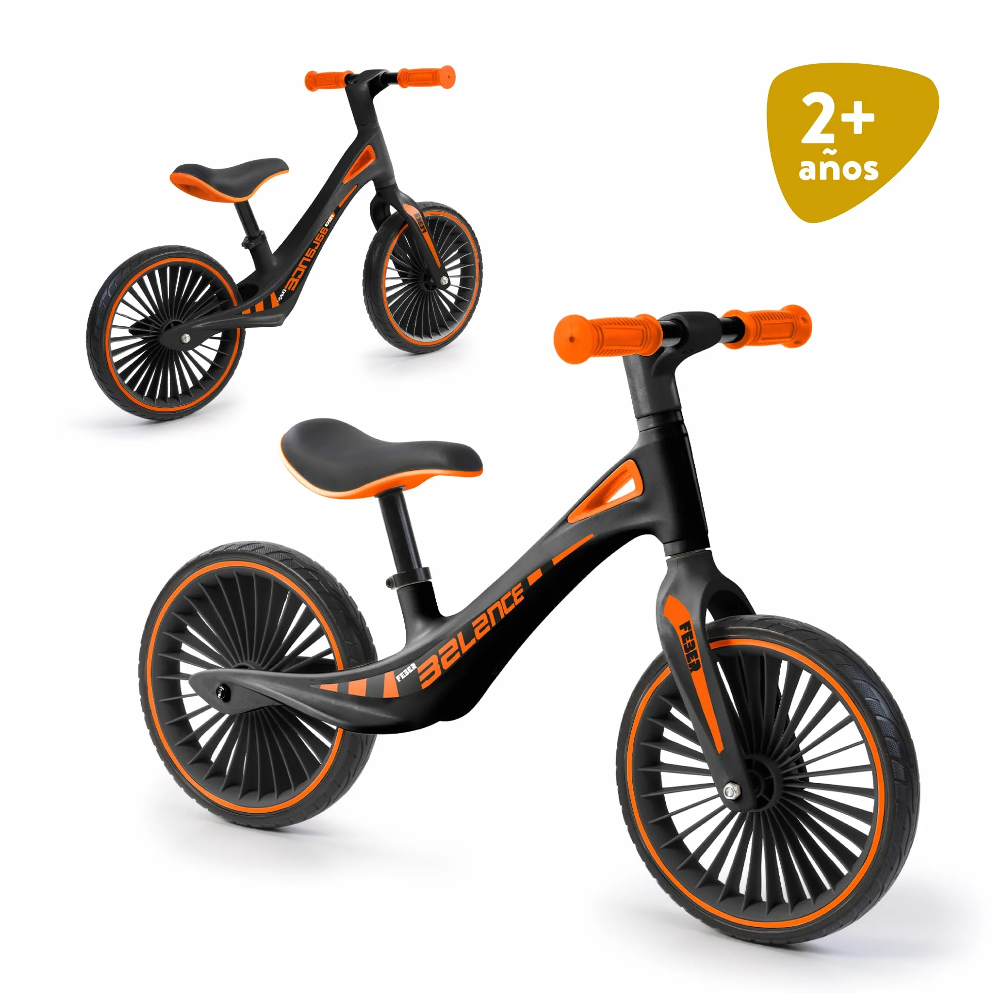 FEBER - Balance Bike, Bicicleta sin Pedales Deportiva, Estructura Ultraligera, Potencia la Coordinación y el Equilibrio, Empuñaduras de Goma con Sillín Ergonómico Ajustable, +2 años, Famosa (FED42000)
