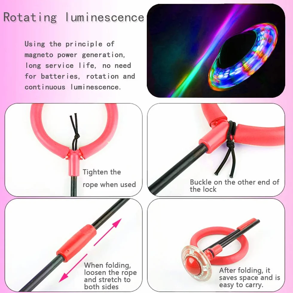 Shine Bola de Salto de Tobillo, Anillo de Saltar Intermitente para niños, Plegable Anillo de Salto Intermitente,Colorida Flash Bola de Salto, LED Saltar Bola para Niños (Rojo)