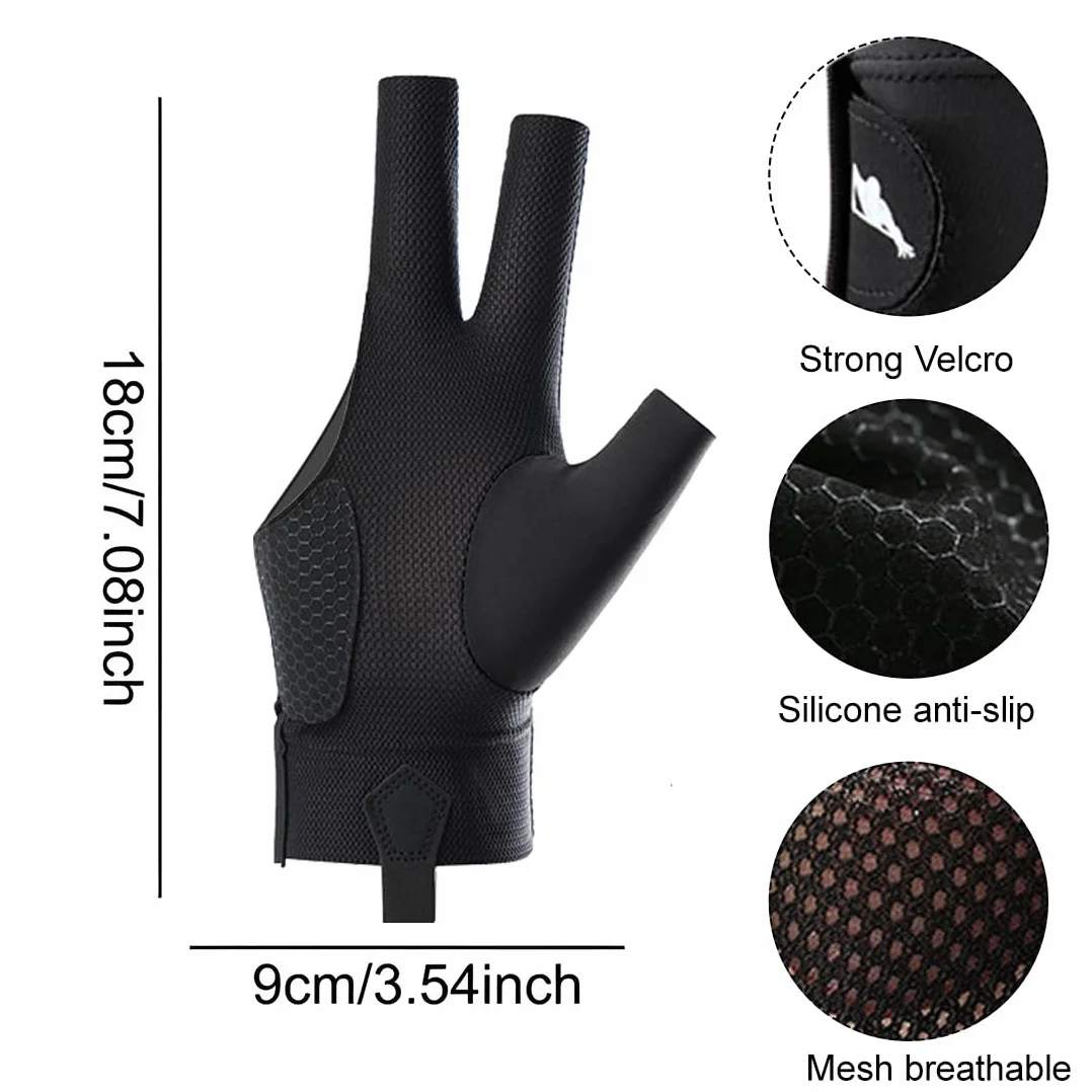 Guante de billar antideslizante ajustable para mano derecha 1 pieza negro