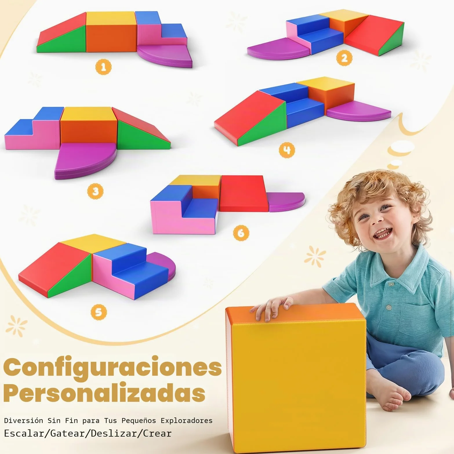 Bloques de espuma para niños, bloques de espuma grandes, bloques de escalada para interiores, marcos de escalada para niños (4 unidades)