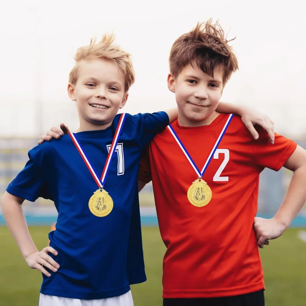 Medallas Futbol Niños Personalizadas con Cintas Cuello, Medallas Deportivas Oro para Ganador, Regalo Fiesta Deporte Infantil Adultos