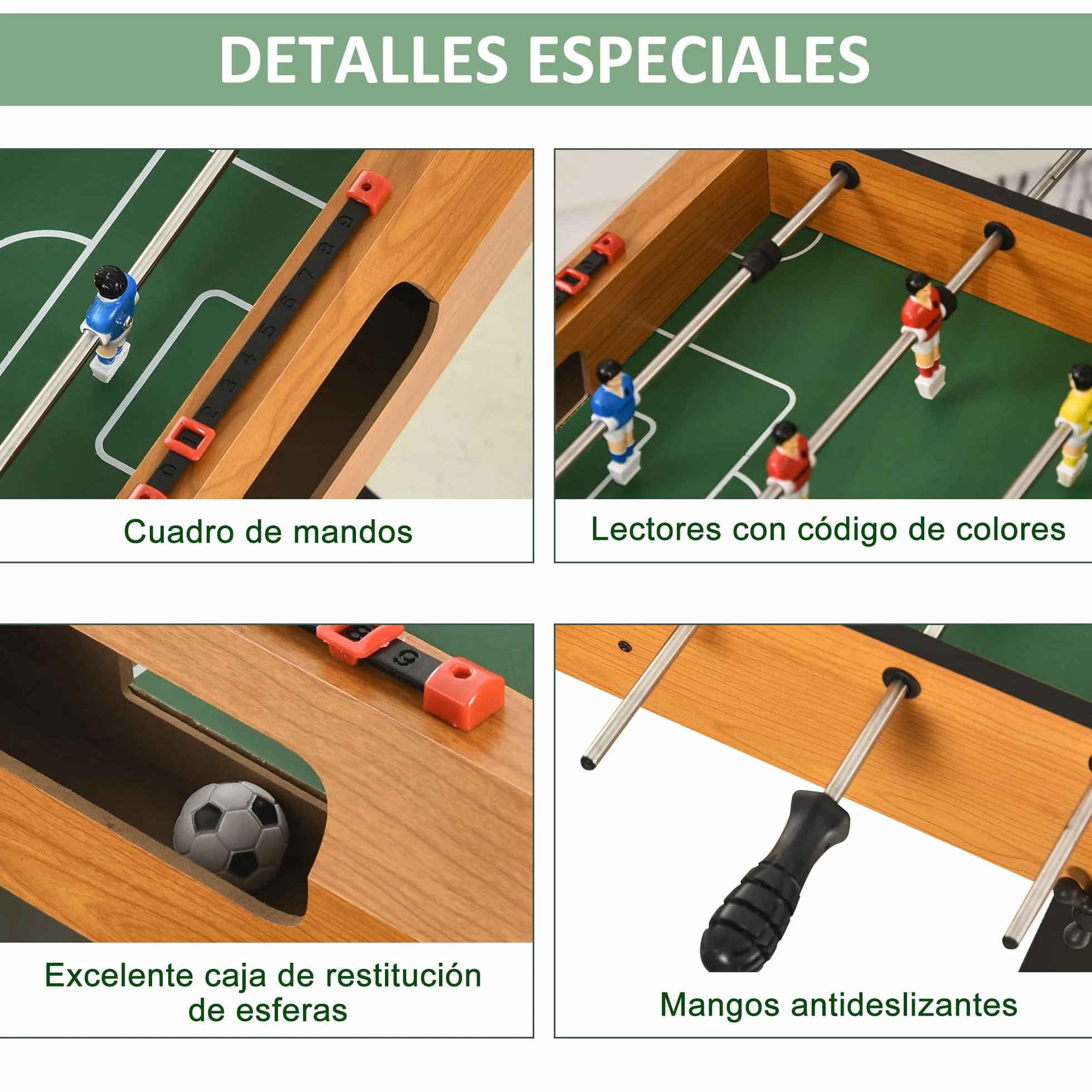 HOMCOM Futbolín Plegable, Juego de Mesa de Fútbol con 22 Jugadores y 2 Contadores, Futbolín para Niños y Adultos, 98x42x62,5 cm, Negro y Natural