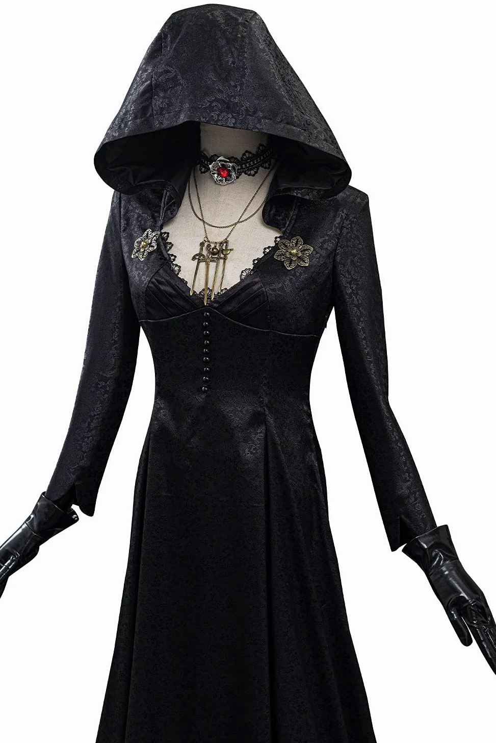 Moth Lady Halloween Carnaval medieval con capucha vestido cosplay trajes trajes de Halloween mujeres negro
