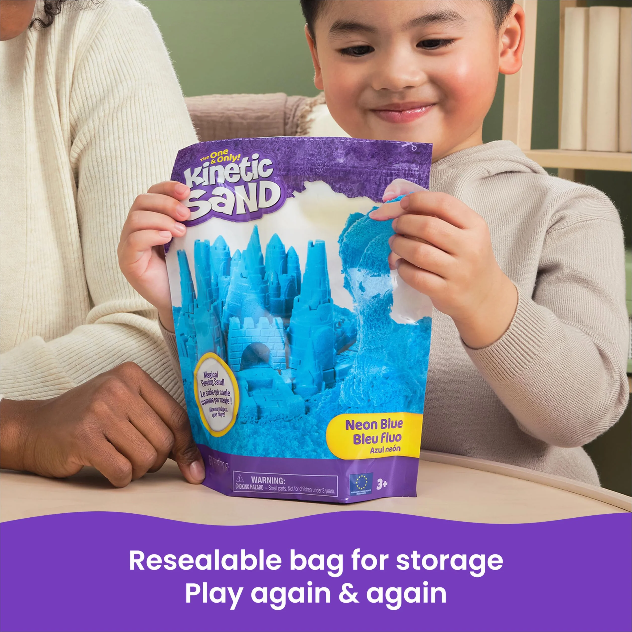 Kinetic Sand - 907 g de Arena Mágica Azul para Mezclar, Moldear y Crear - Kit Manualidades Niños - Juguetes Niños 3 Años + - Arena Kinetica