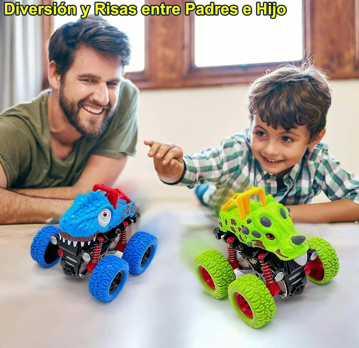 Coches para Niños 2 Años, Pack de 2 Dinosaurios Coches Juguetes Niños 2 3 Años con Impulsados Fricción, Monster Truck Coches Cars Camion Juguete Regalos Niños 2 3 4 5 Años
