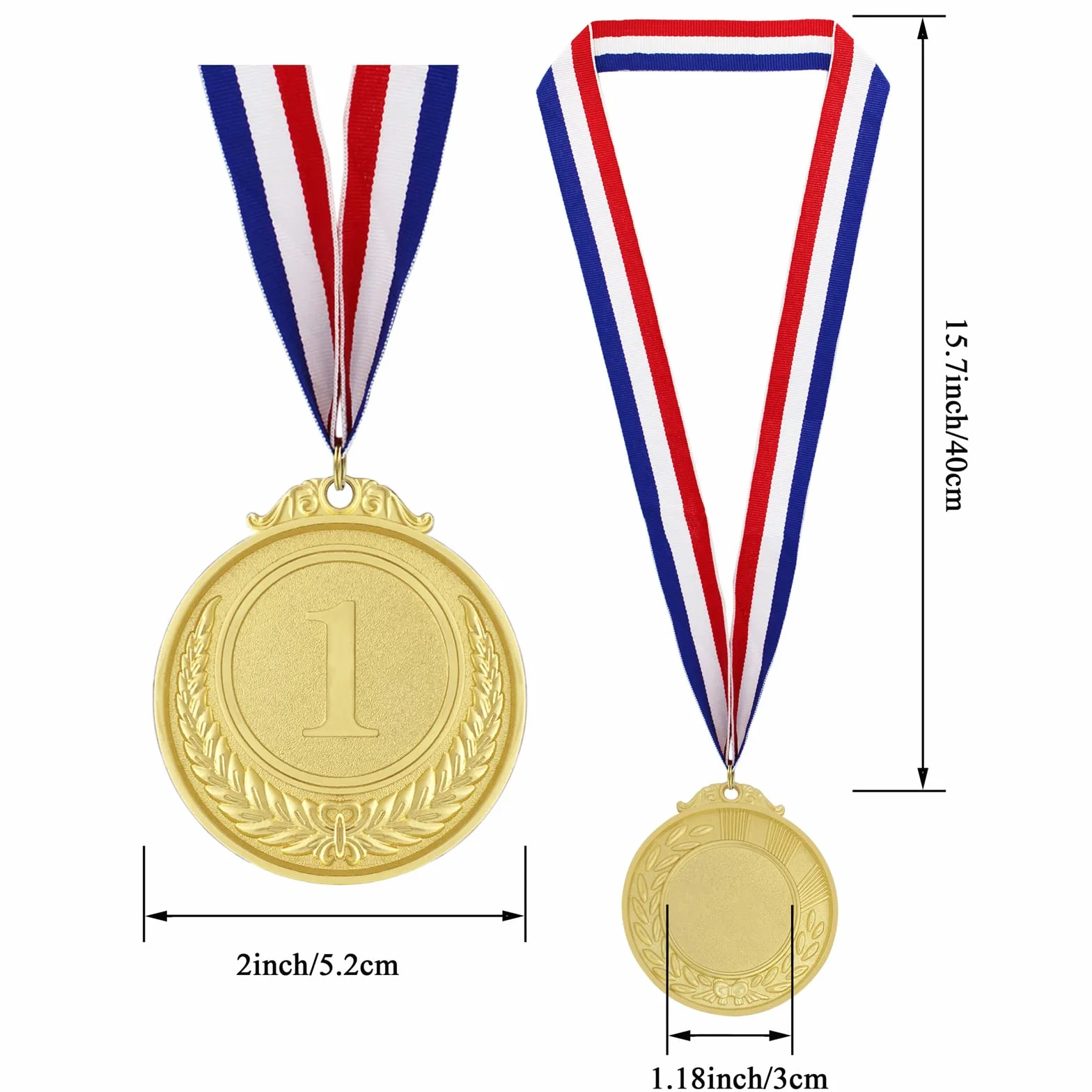 Donrime Medallas de Metal Dorado con Cintas, 12 Piezas, Premios Deportivos para Niños y Adultos