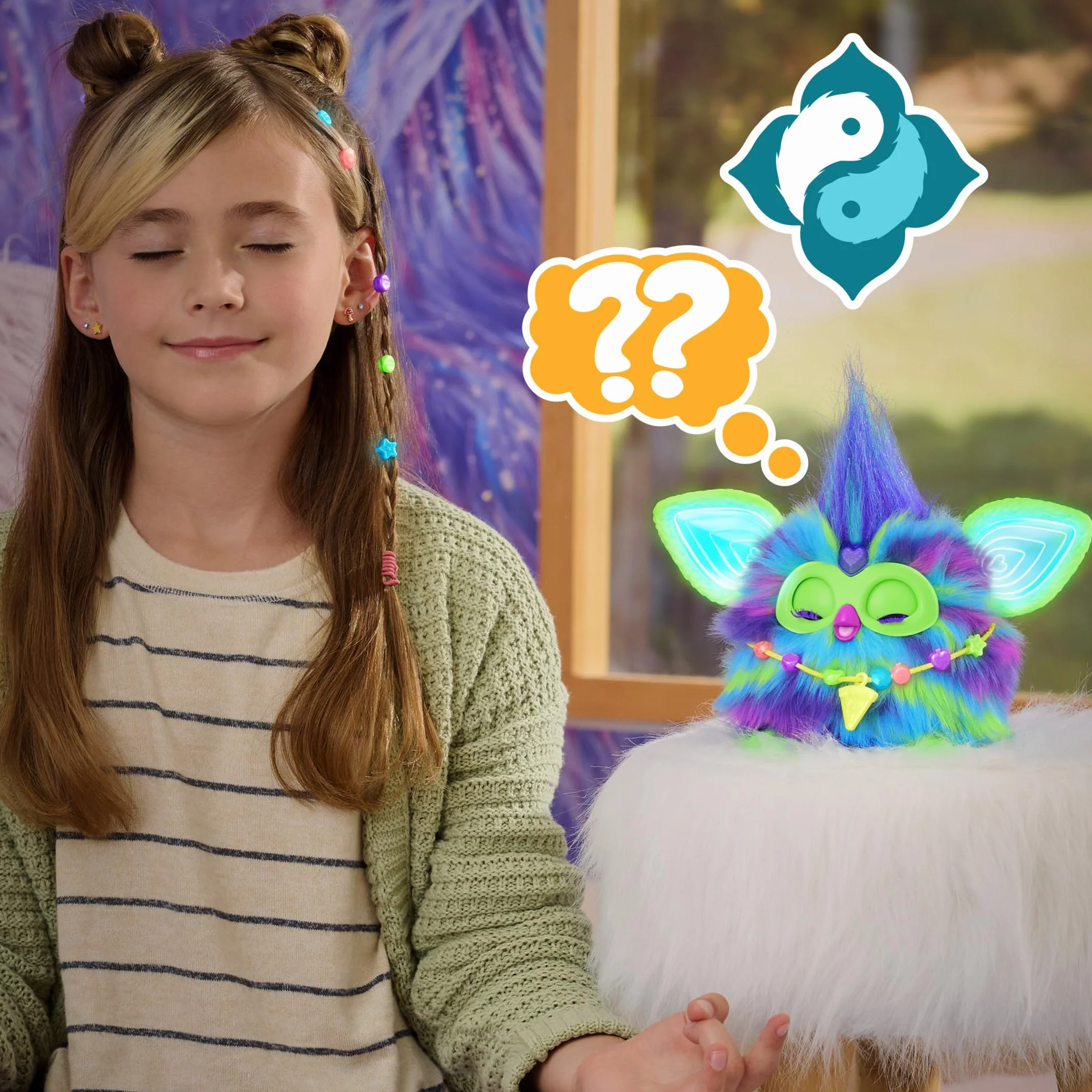 Furby Galaxy, Juguete de Peluche Interactivo Que Brilla en la Oscuridad - Versión en Español, Juguete Electrónico para Niñas y Niños, Regalo de Papá Noel y Reyes Magos