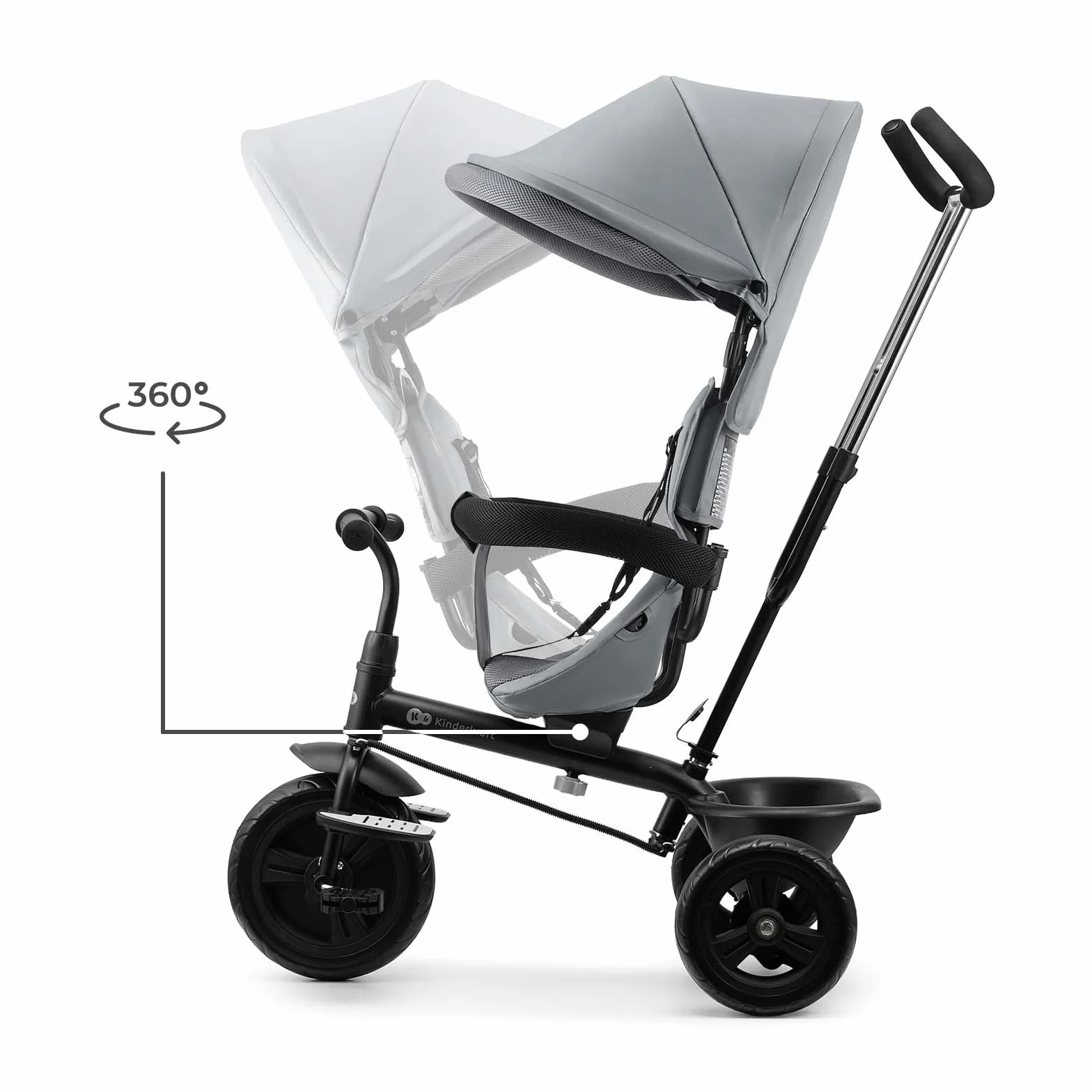 Kinderkraft Freeway 2, Triciclo Evolutivo para Bebé, Asiento Giratorio 360°, Pedales Libres, Arnés de 3 Puntos, Freno Central, 9 Meses a 5 Años, Rosa