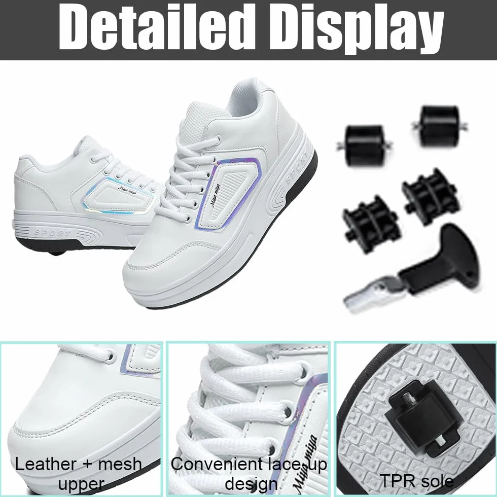 Hixingo Zapatillas con Ruedas 2 en 1 para Niño Niña, Zapatos Patines Calzado Multifuncionales