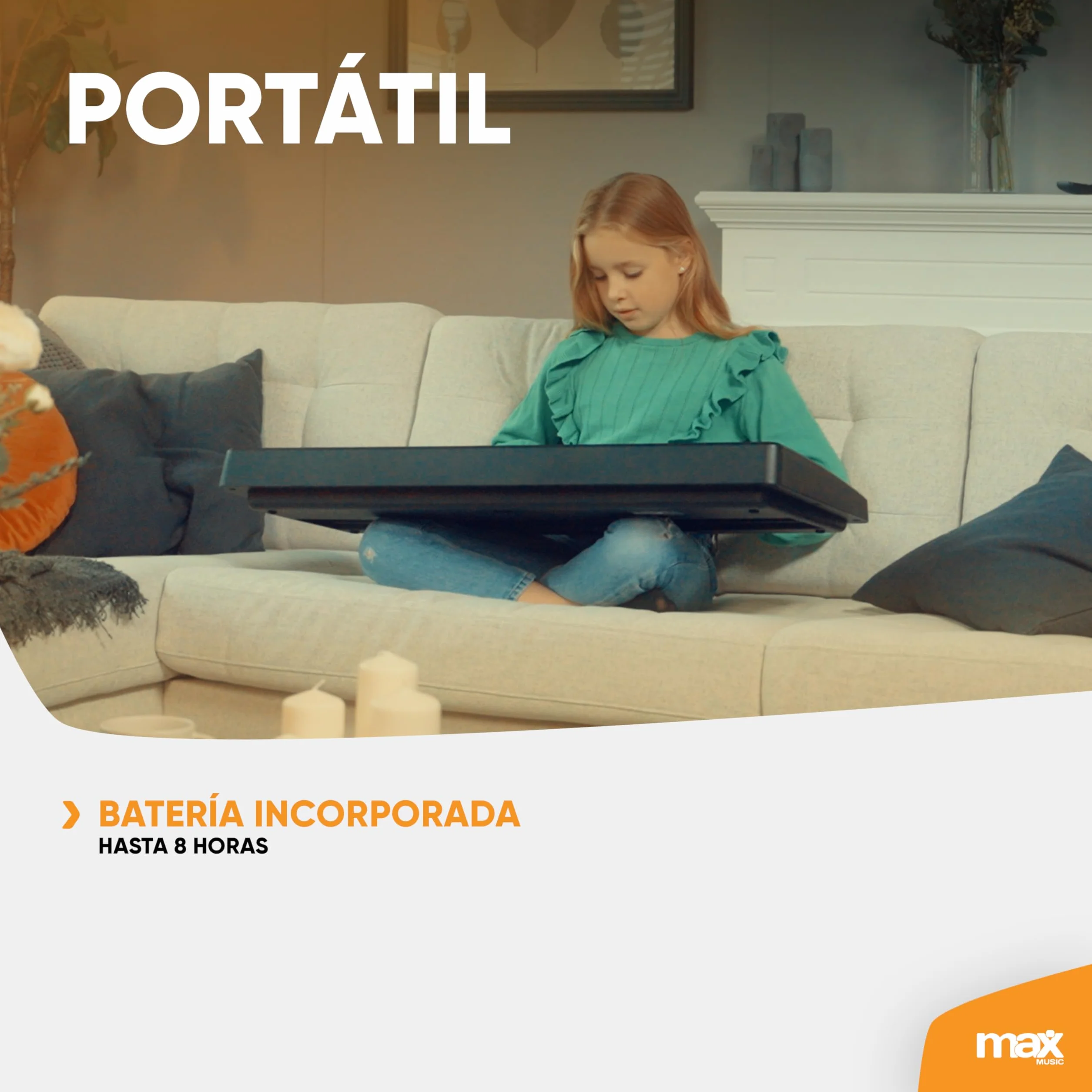 MAX KB15 - Teclado piano con 61 teclas, micrófono y pantalla, teclado con soporte, 8 horas de batería, 70 canciones, 16 sonidos, 8 percusiones, función de aprendizaje, teclado piano para niños, USB-C