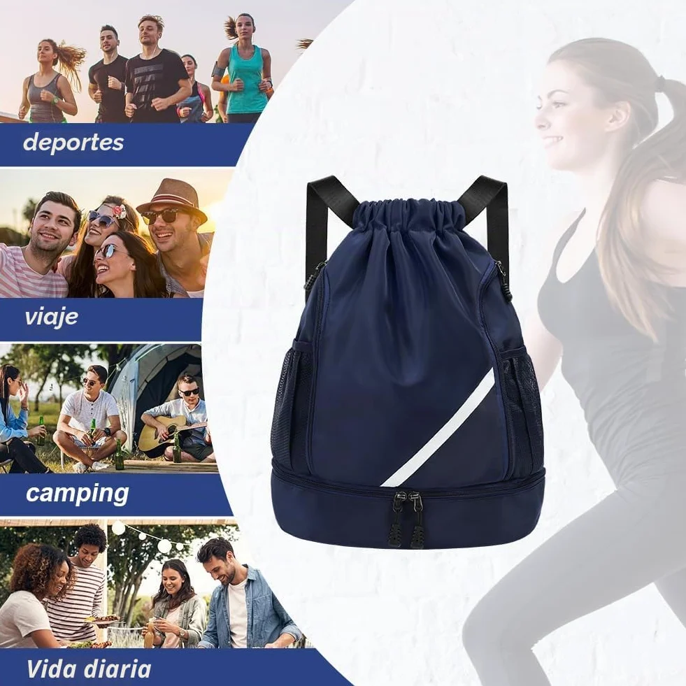 Flintronic Mochila De Cuerdas Impermeable Grande con Compartimento de Zapatos para Deportes