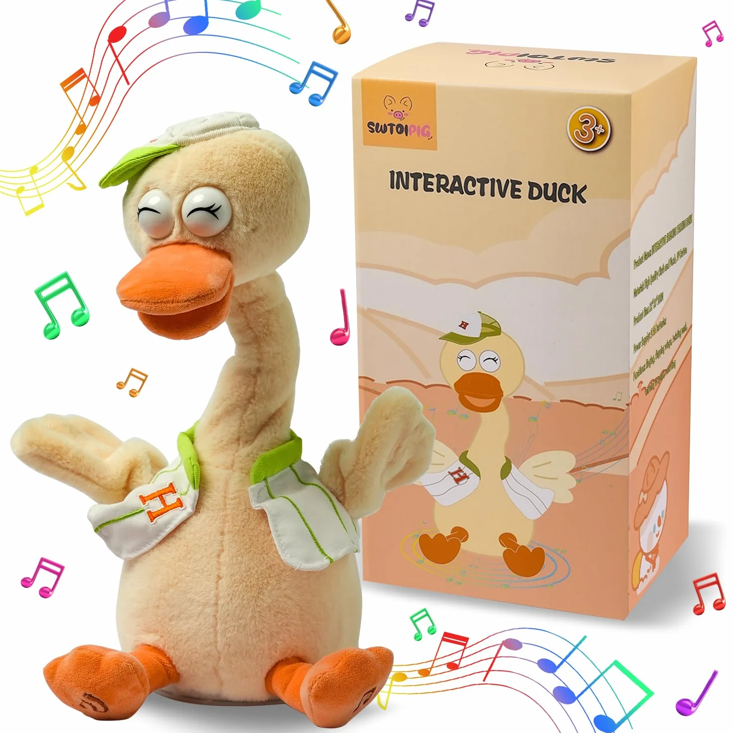 Juguete de pato parlante que imita imágenes de peluche e interactivo, que repite lo que dices, peluches sacudiendo el cuello, muñeca parlante