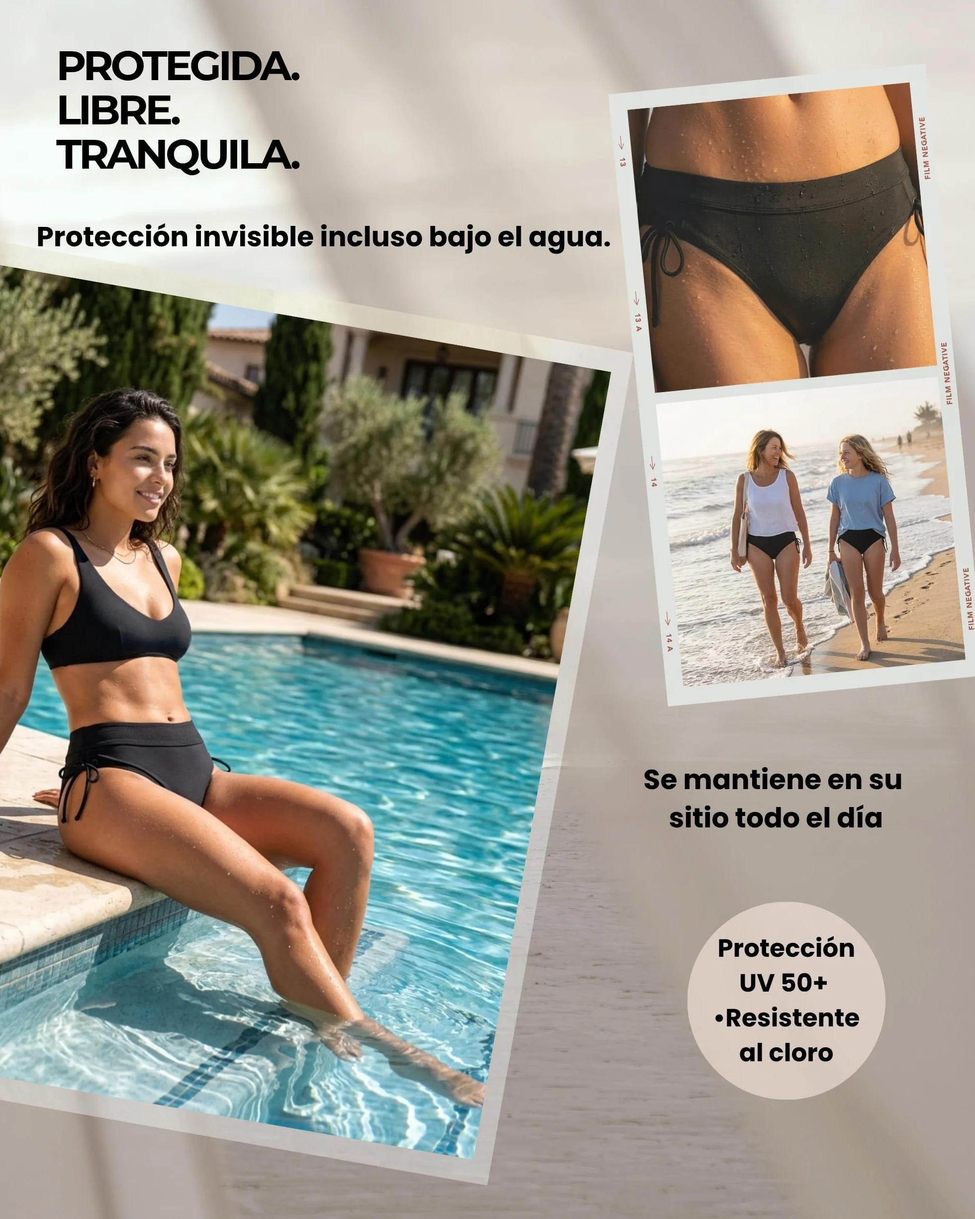 Bañador Menstrual Niñas Mujer Tecnología AquaSecure Flujo Ligero Medio Adolescentes 10-16 Años Piscina Playa OEKO-TEX