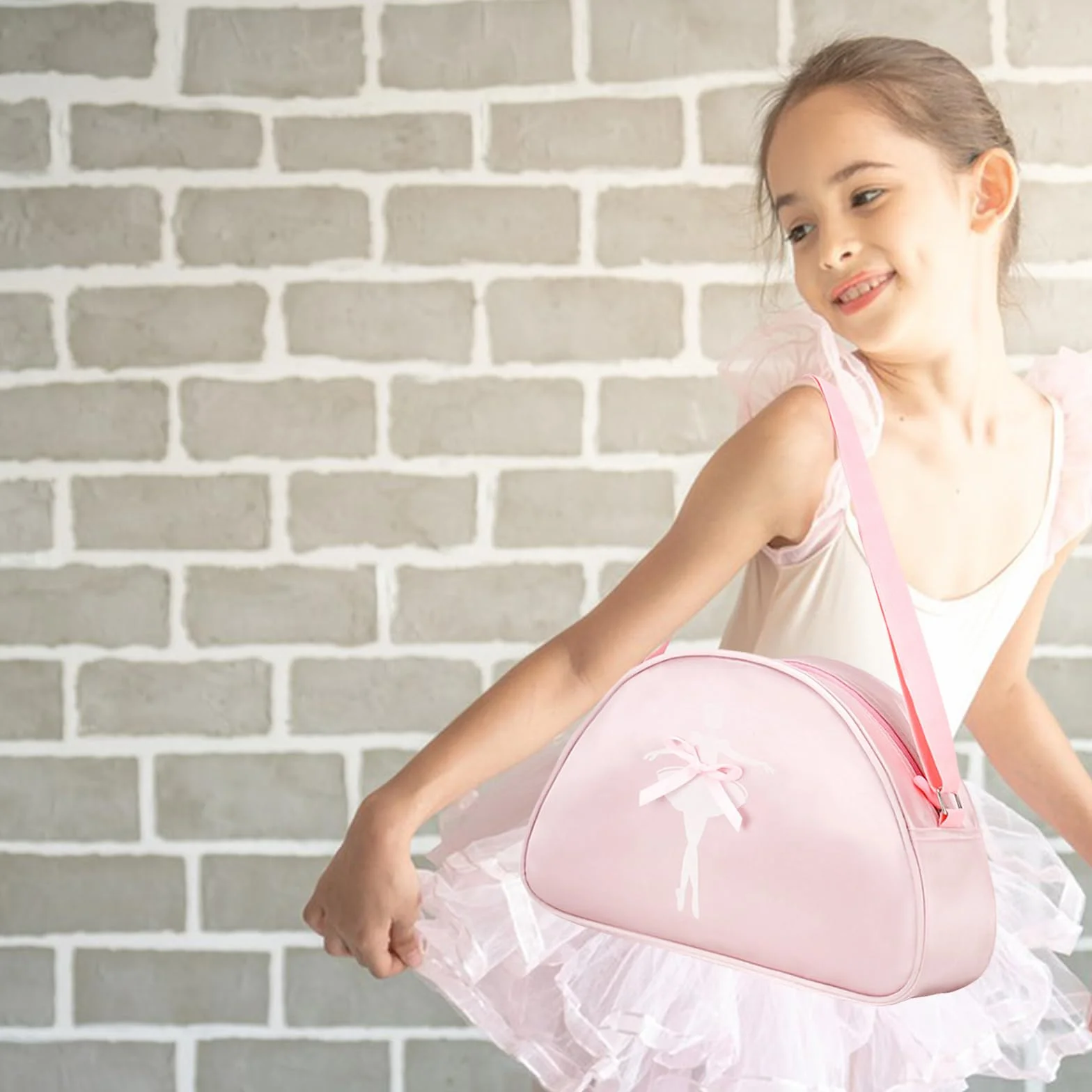Mochila de Ballet Bordado Lentejuelas para Niñas Baile Bolso Deportivo Rosado