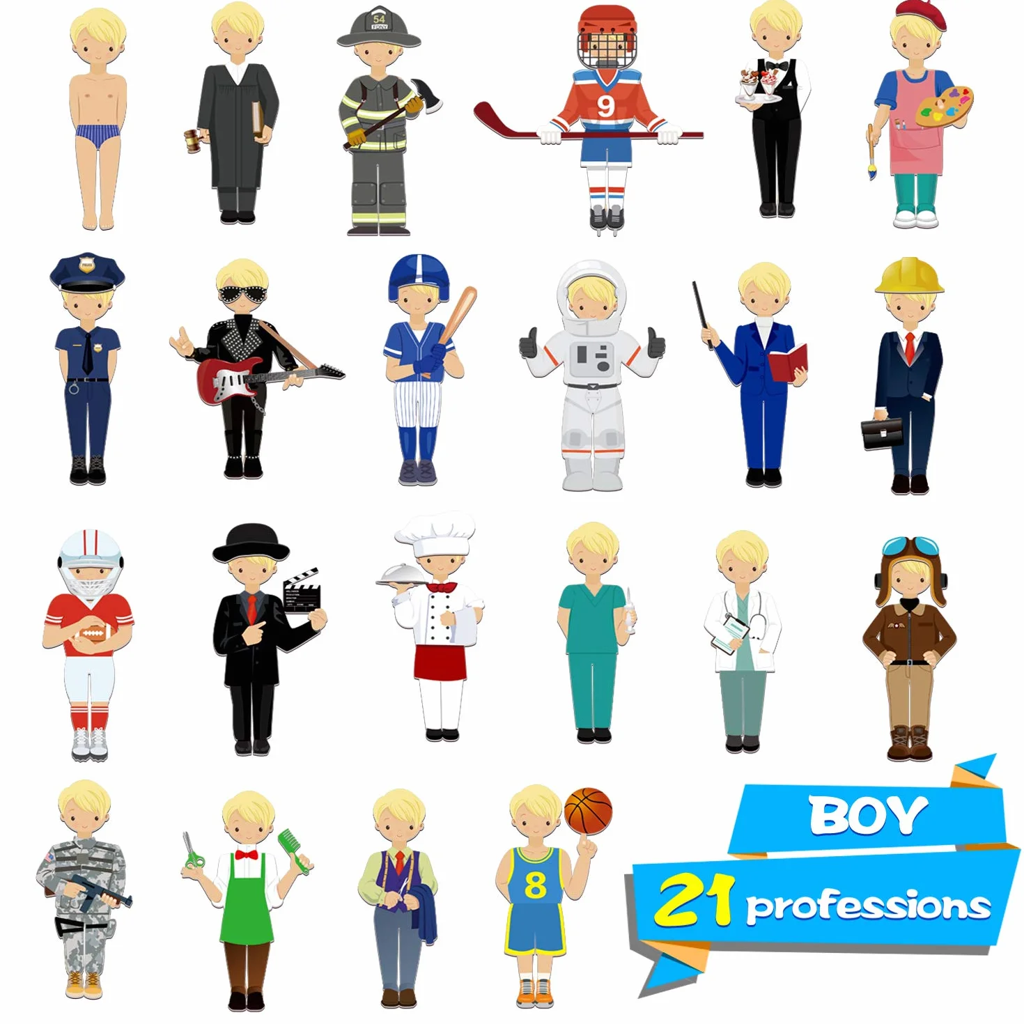 SpriteGru 56 Juego de muñecas magnéticas para Juegos de simulación con 21 Ocupaciones, Aprendizaje Preescolar