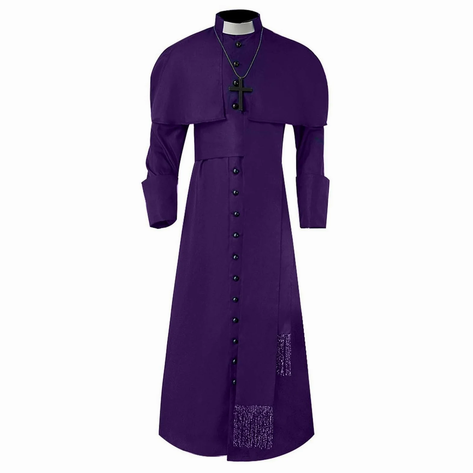 Generisch Bata medieval de sacerdocio para disfraz de Halloween con colgante, padre de la iglesia (completo)