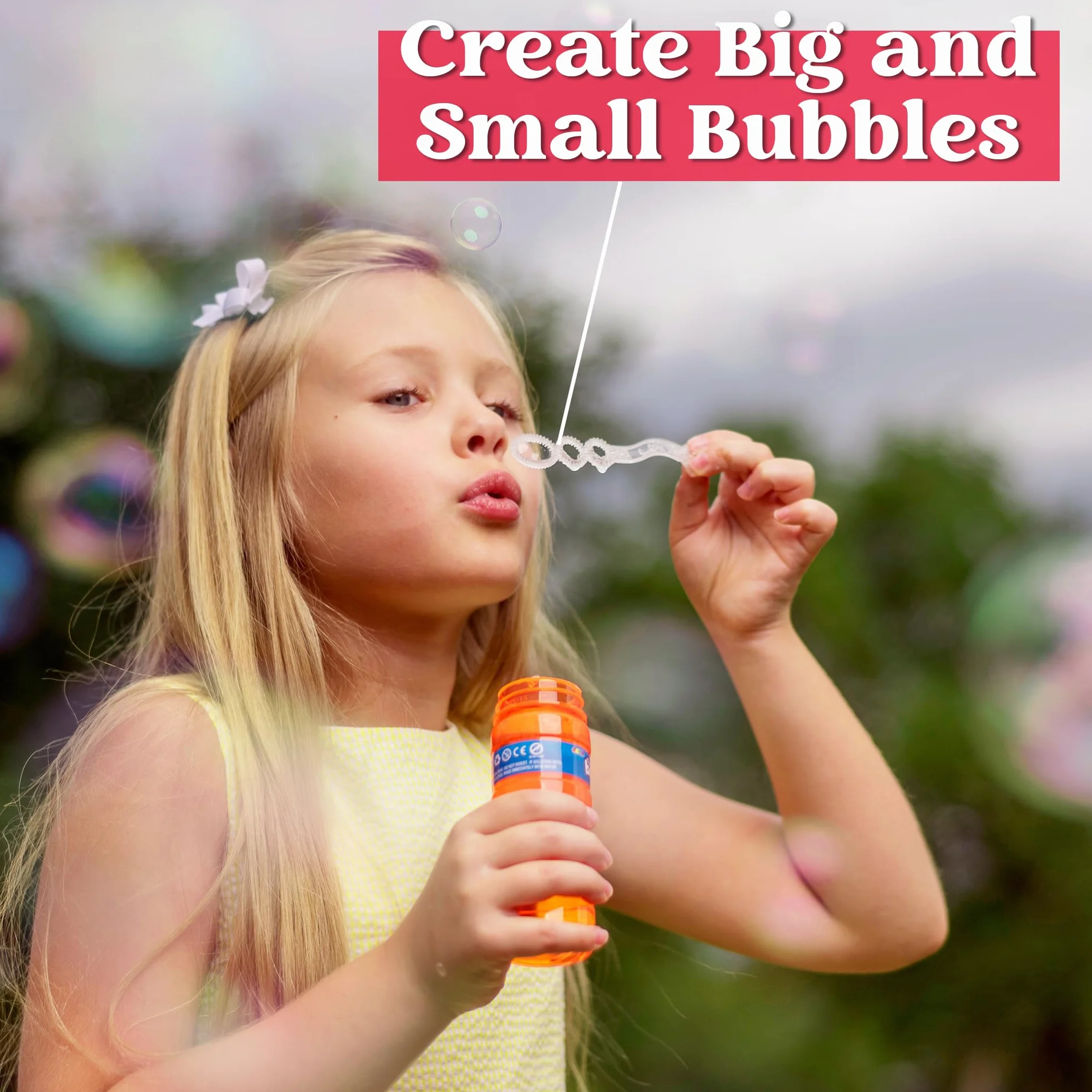 JOYIN 6 Botellas de Burbujas (solución de 118 ml), Varita y Kit de Burbujas, Regalos de Fiesta para niños, Juguetes de Verano