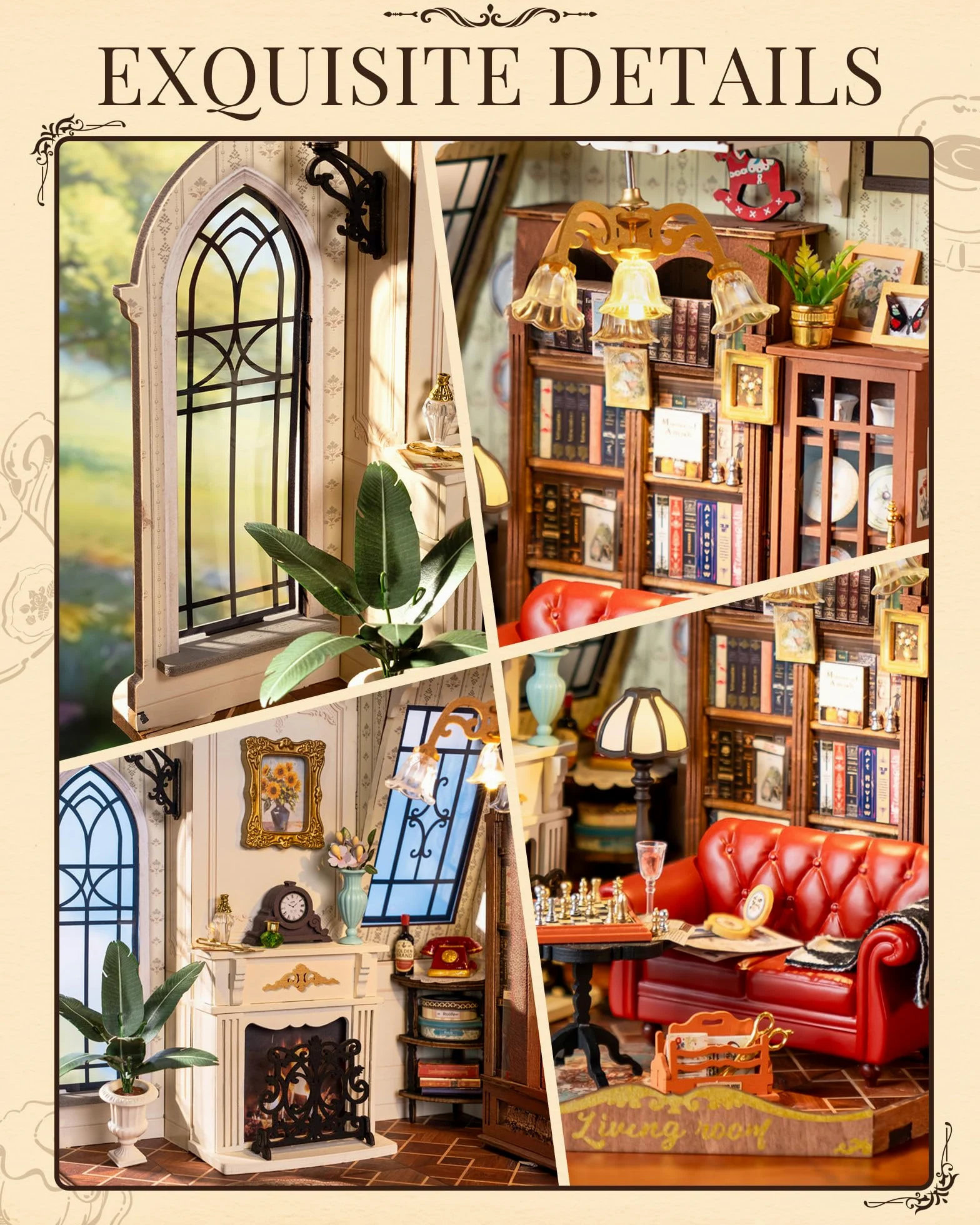 Rolife Casa de Muñecas Sala de Estar de Catherine Kit de Modelo Casa de Muñecas en Miniatura de Madera para Construir para Adultos Decoración del Hogar Regalo de Cumpleaños para Niñas