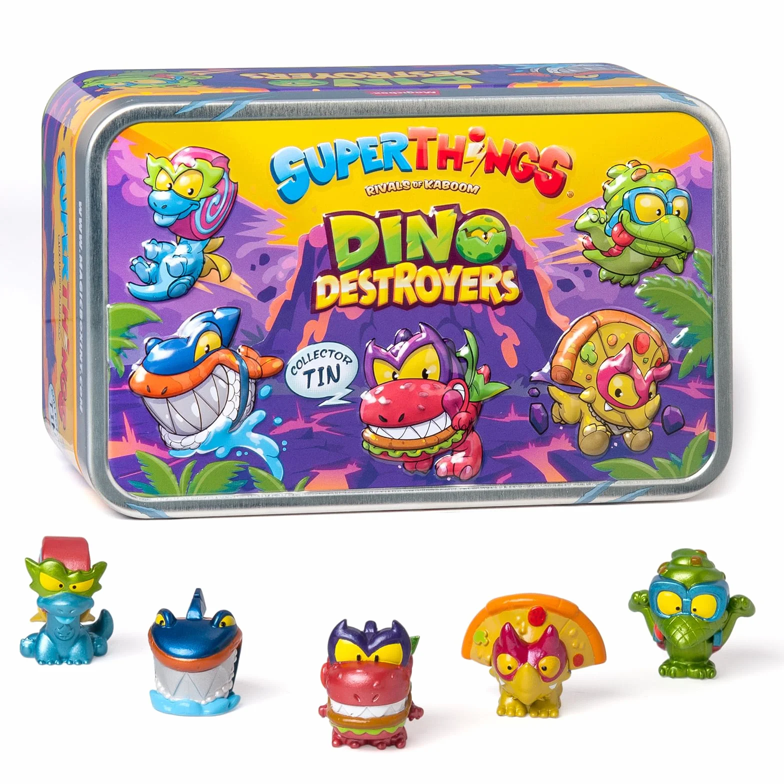 SUPERTHINGS Tin Dino Destroyers Lata 5 SuperThings Dinosaurios Exclusivos Metalizado