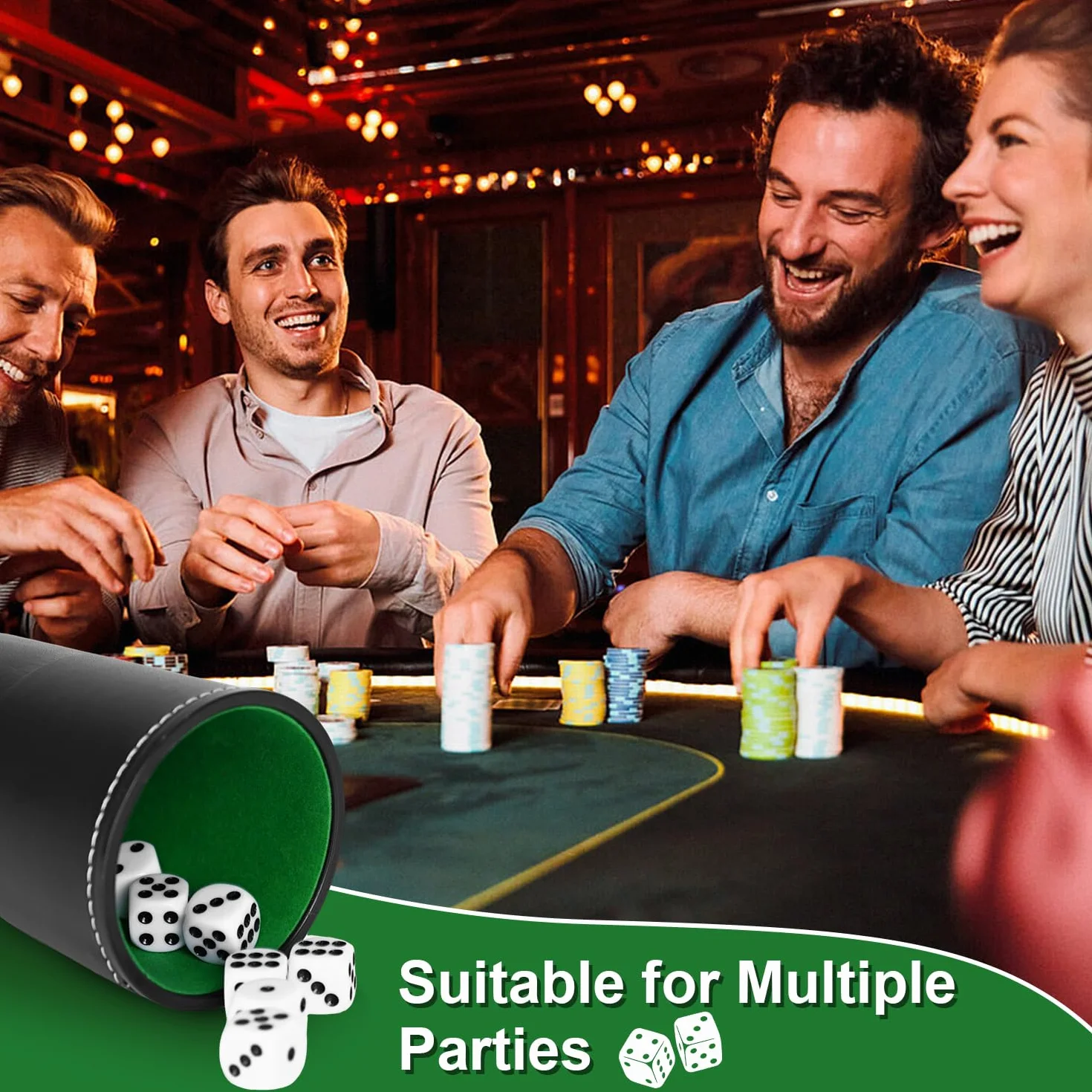 6 Piezas Juego de Tazas de Dados de Cuero con 36 Dados para Juegos de Mesa,Juegos de Fiesta y Reuniones Familiares