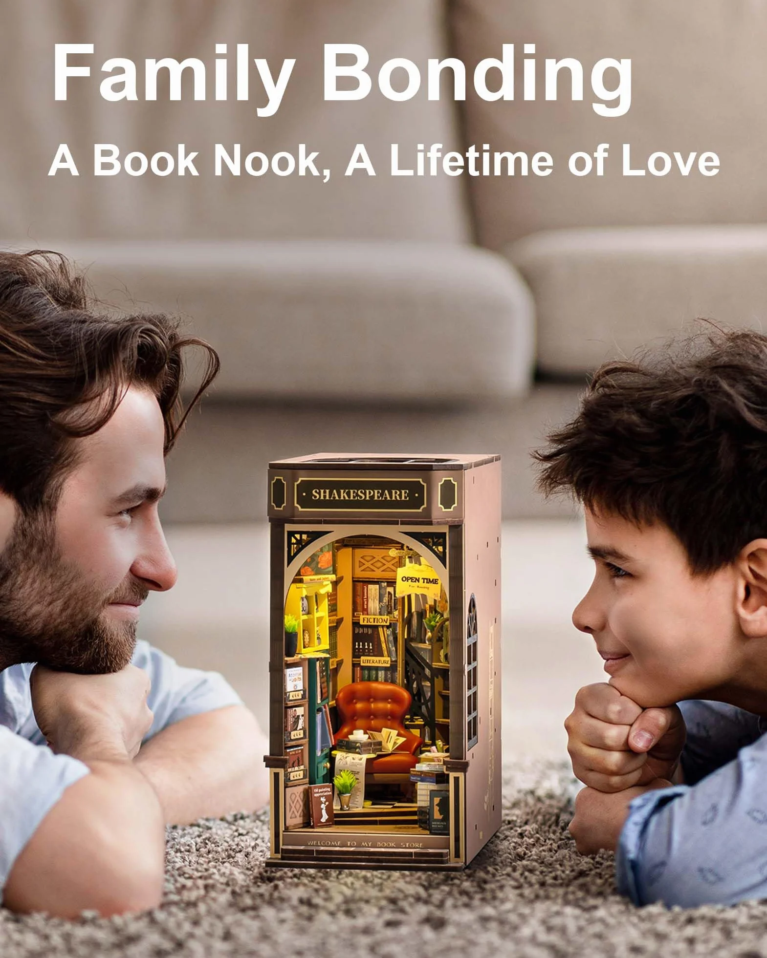 Rolife Book Nook Kit Puzzles 3D Madera para Niños Maquetas para Construir Adultos Casa de Muñecas Madera Kit de Construcción Adultos Niños (Librería)