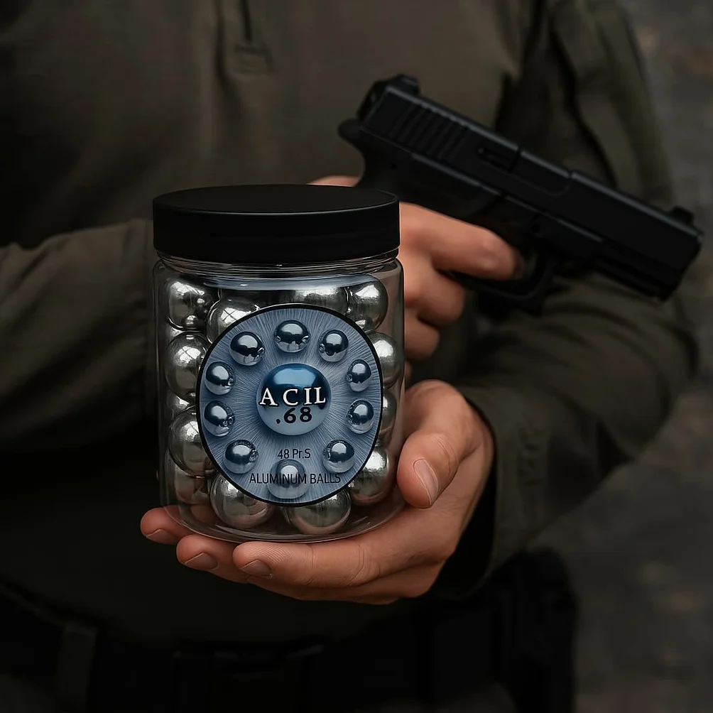 Bolas de aluminio 68 Cal. Reutilizables Paintballs Powerballs para Práctica de Tiro y Defensa (40 piezas)