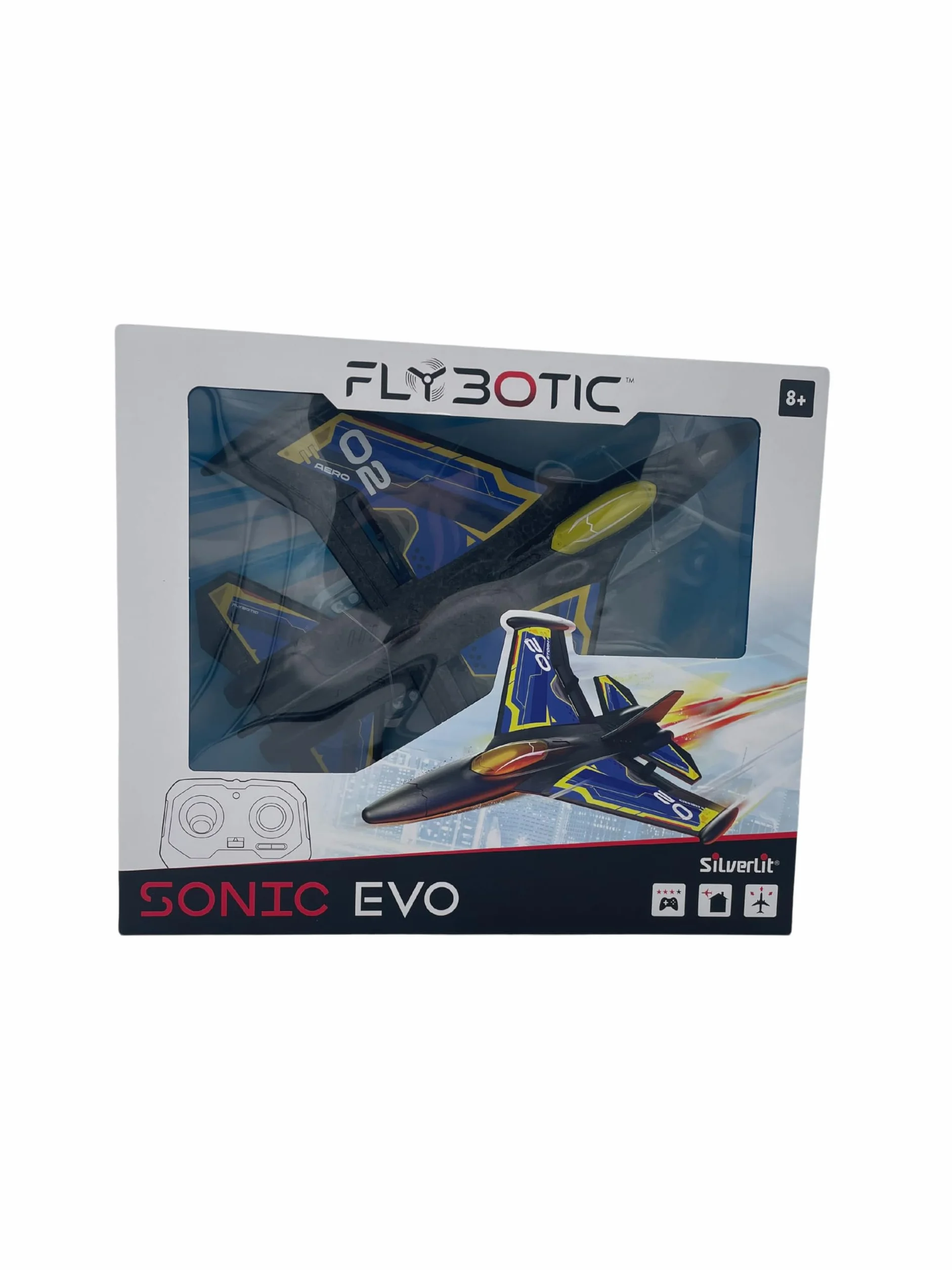 Silverlit- FLYBOTIC-Avión teledirigido Sonic Evo-azul-31cm, 85741, Estilo