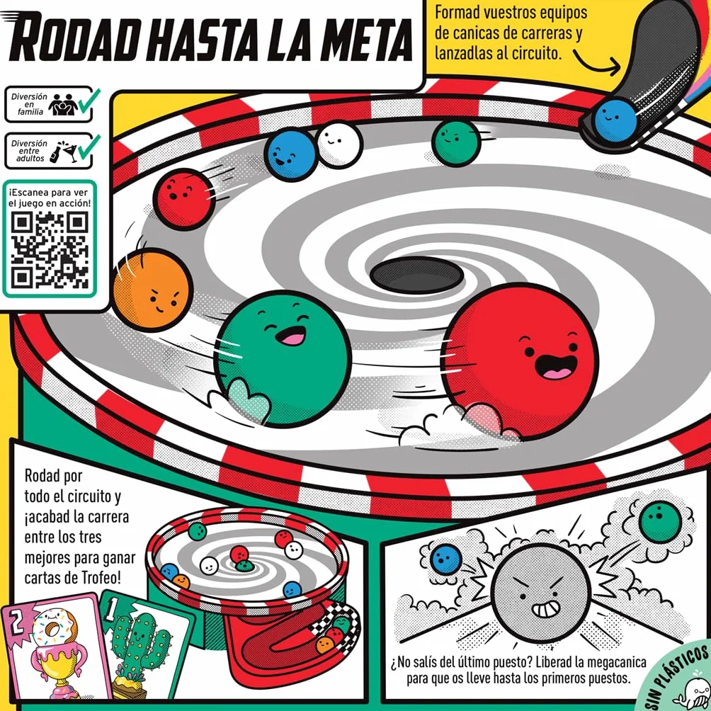 Big Potato Games Whirly Derby, ¡El Juego de Carreras de canicas más apasionante!, Juego de Mesa, A Partir de 8 Años, De 2 a 6 Jugadores, 30 Minutos por Partida, Español