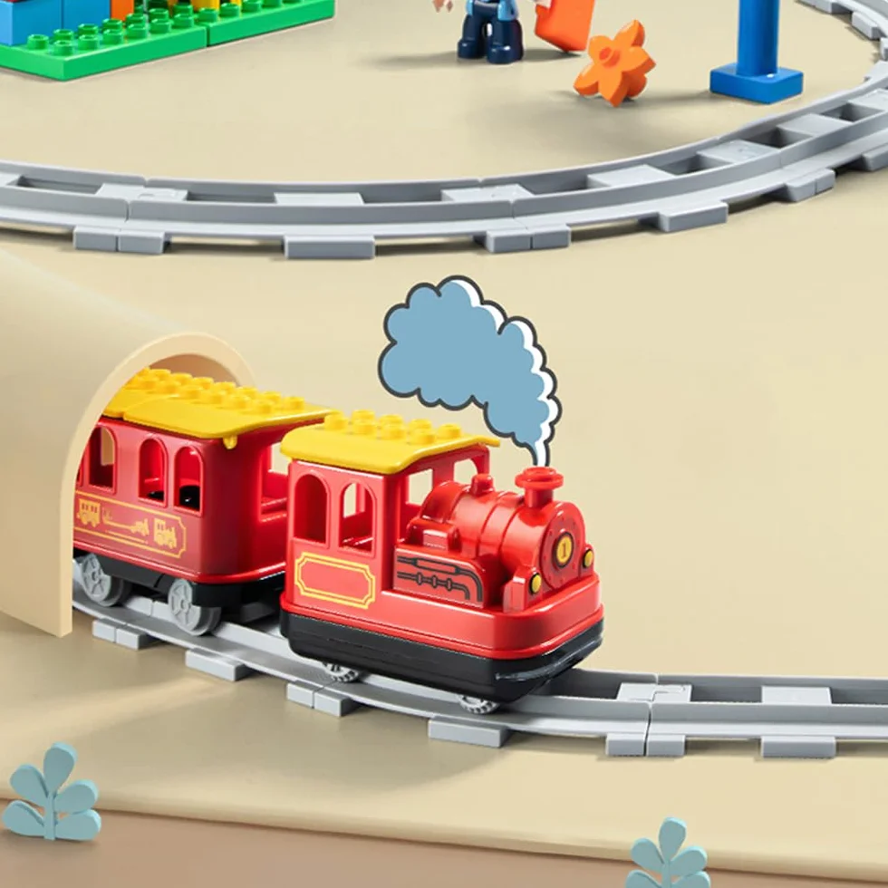 48 Piezas City Vías para Tren de Juguete Vías de Tren con 35 Carriles Curvados, 11 Carriles Rectos, 2 Carriles Cruzados, Accesorios de Trenes para Niñas y Niños
