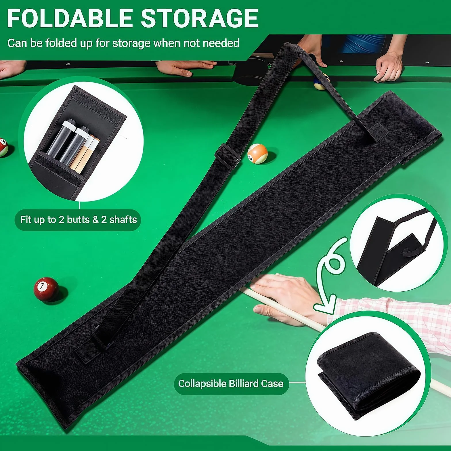 Bolsa de Taco de Billar Portátil Estuche para Palos de Snooker 1/2